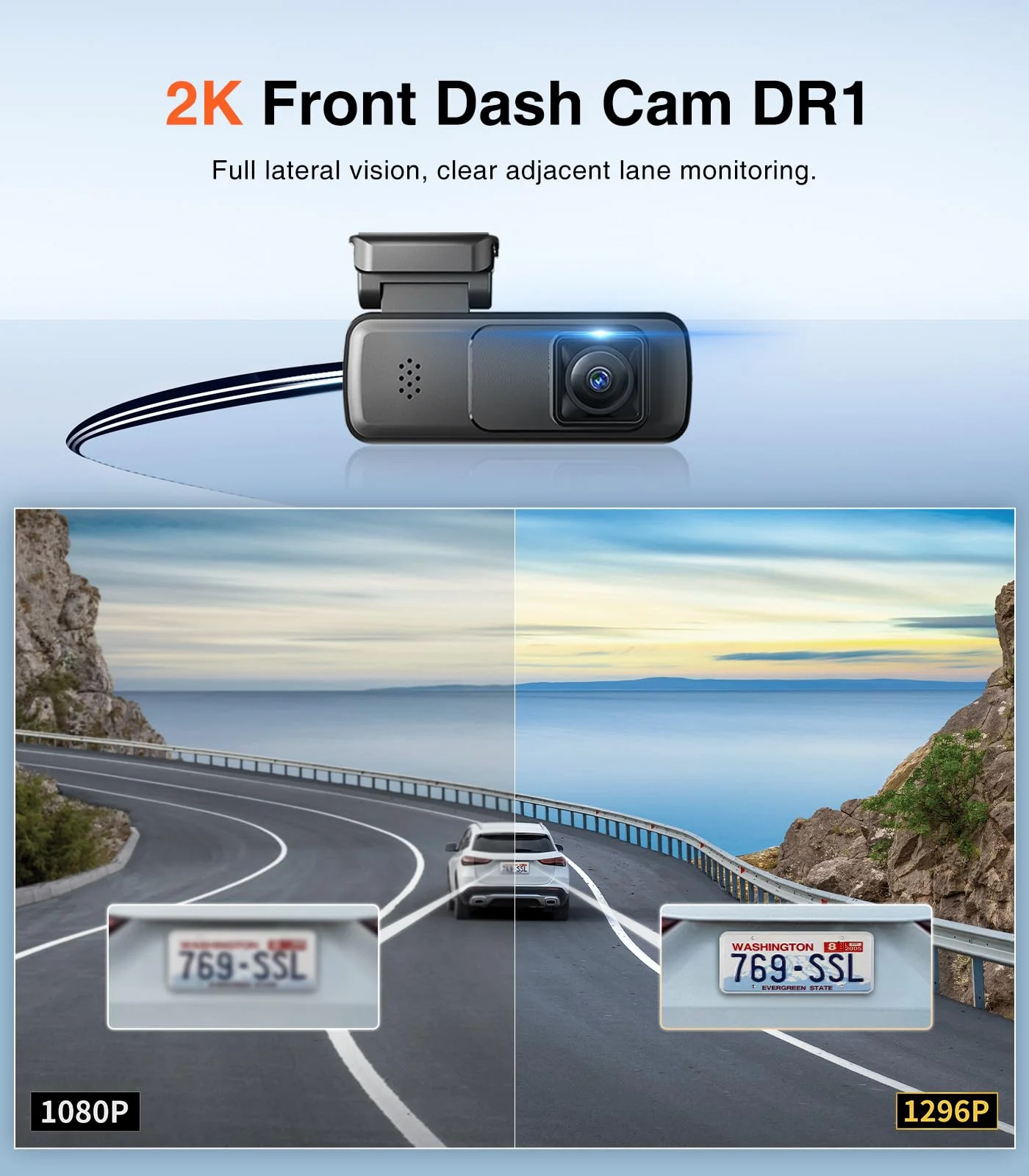 AINAVI Front Dashcam for Cars, Mini 2K Dash Camera, Dash Cam Built-in WiFi Wireless with APP Control, Hidden-Style Single Car Camera/WDR/Night Vision/G-Sensor/24H ParkingMode - Image 3