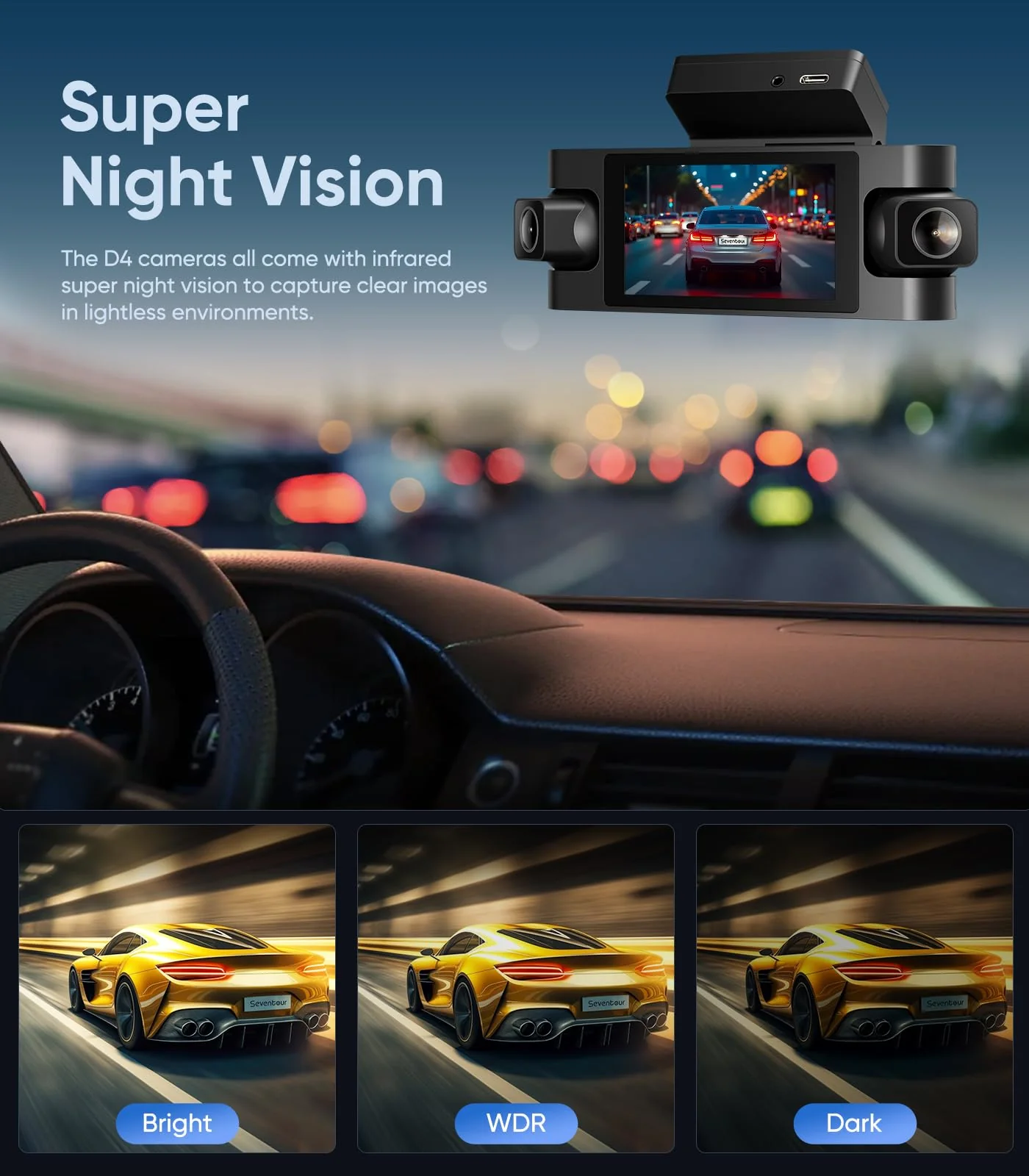 AINAVIGO 4 Channel Dash Cam 360° View,1080P Front and Rear Inside, Left Right Dash Camera for Cars, 8 IR Lamps Night Vision,3inch Screen,G-Sensor,Parking Mode - Image 2