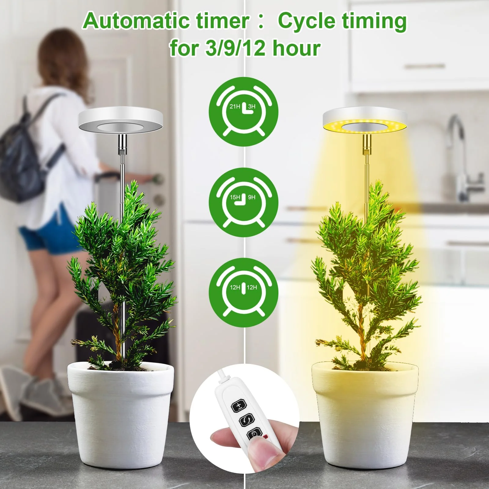 Ainiv Plant Lamp, 48 LED Lamp Beads Plant Light, USB Plant Lights with Timer, Adjustable Growth Lamp, Full Spectrum Plant Light for Indoor Plants, 3 Light Modes and 10 Brightness 48 Led Warm Light With Base - Image 6