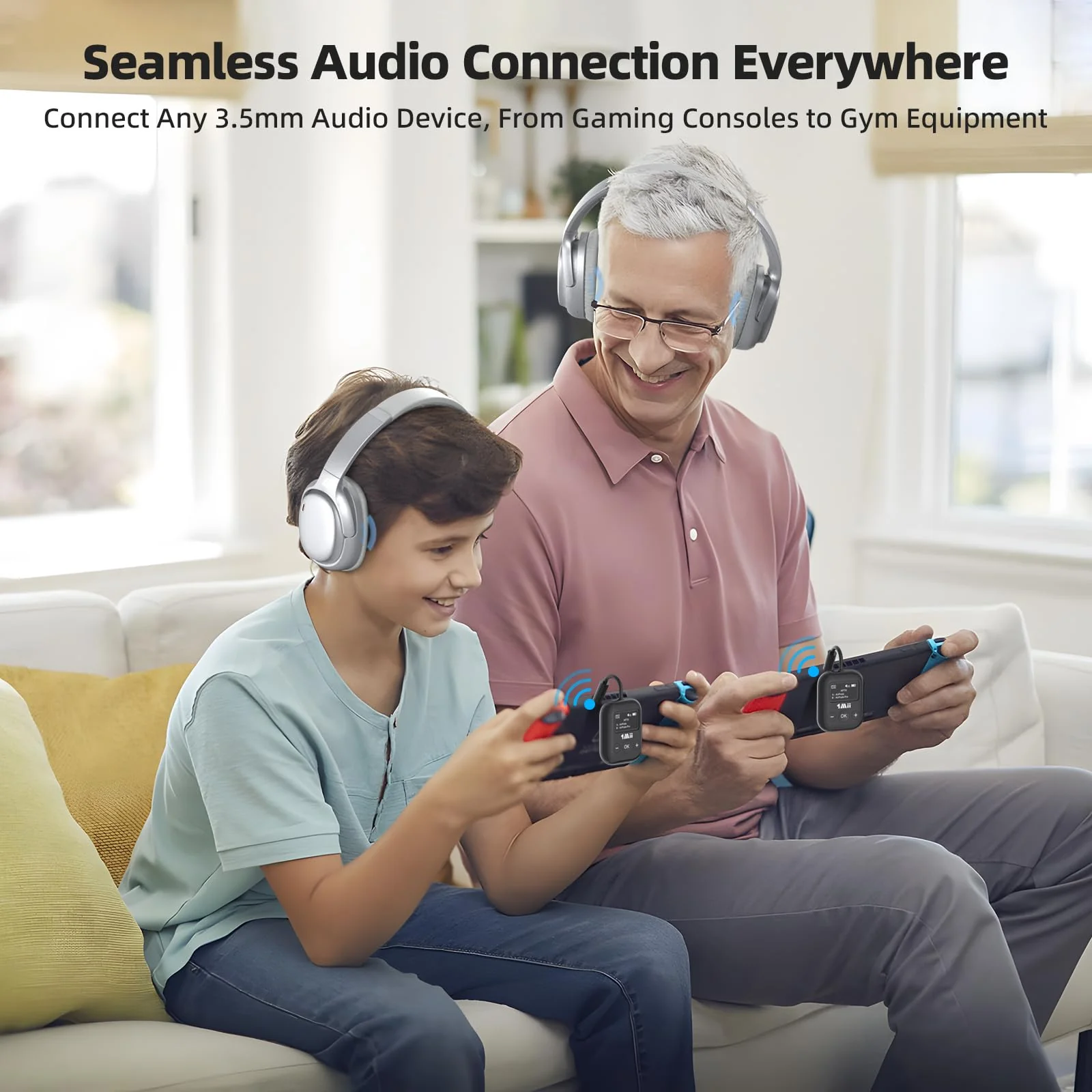 Airplane Bluetooth 5.3 Transmitter for All Headphones - Bluetooth Adapter for TV - Dual Connection - aptX Low Latency - Flying Travel,Long Flight Essentials - Wireless Audio Aux for MP3,Game,PC-Black Black - Image 4