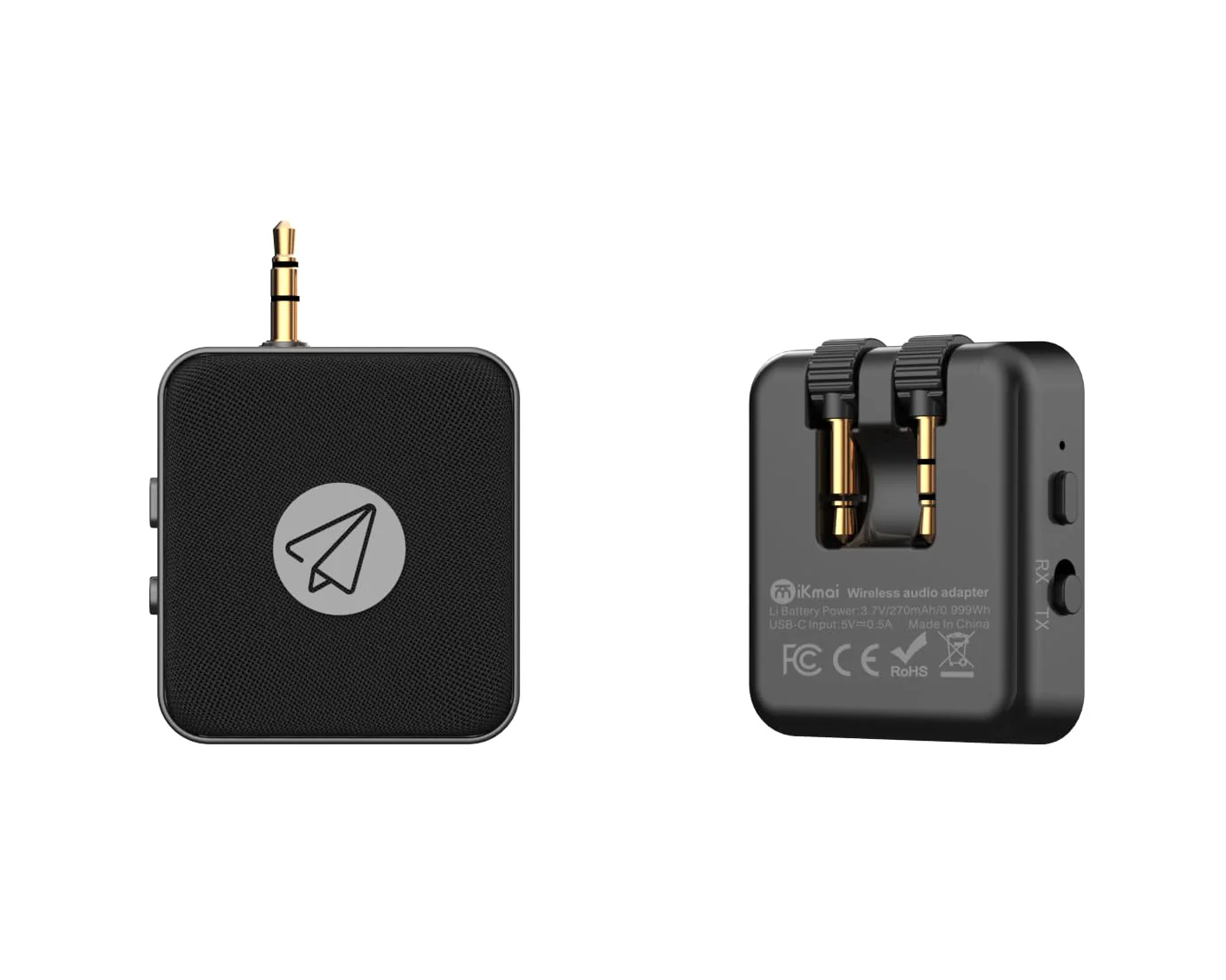 Airplane Bluetooth Adapter 2in1, Foldable 3.5mm AUX Jack for Different Airlines, 20h Play time, Transmitter to 2 Airpods/Headphone, Receiver to Car/Home Stereo