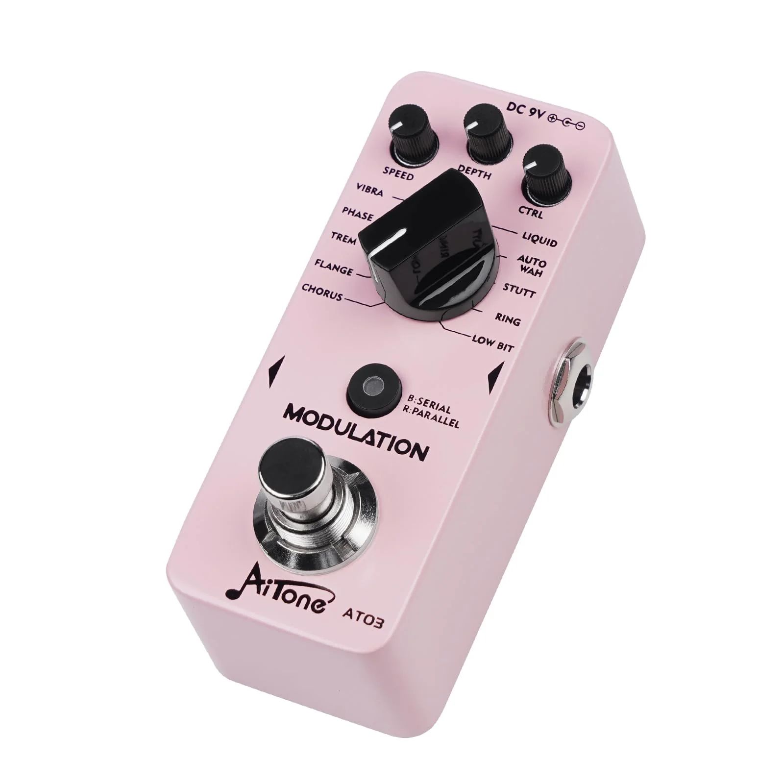 AITONE Modulation Pedal for Electric Guitar with Chorus Flanger Tremolo Phaser Vibrato Multi Digital Guitar Pedals 11 Modulation Modes (AT-03) Light pink - Image 2