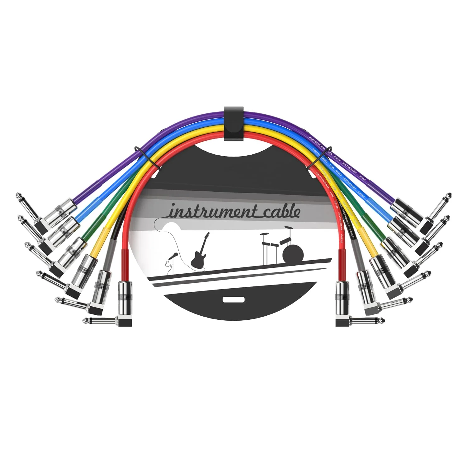 AITONE Patch Cables 6 Pack 1/4 Inch Patch Cords for Bass Guitar Effect Pedal 1.2ft (A-C05)