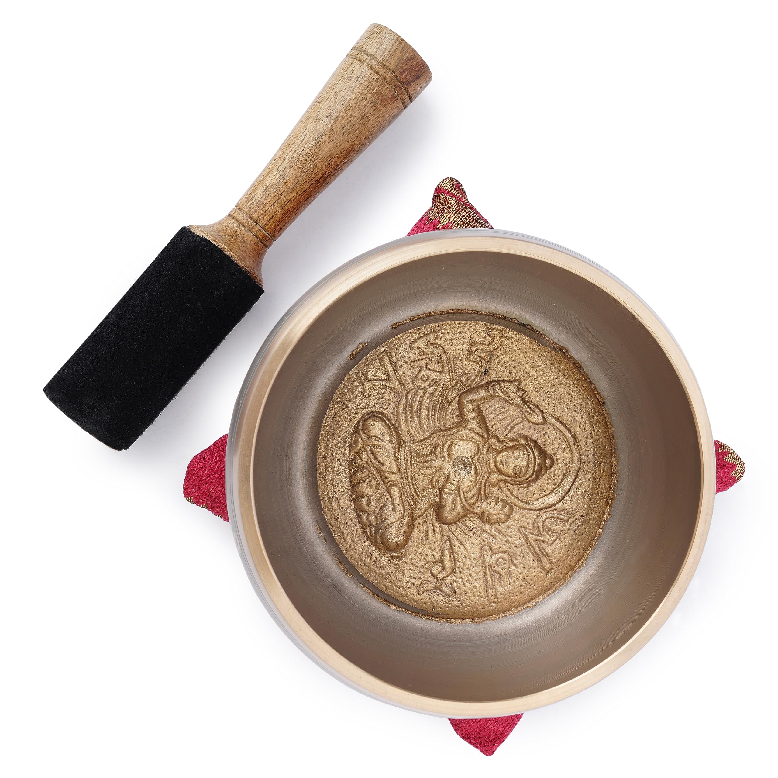 Ajuny Tibetan Singing Bowl Set for Meditation Yoga Chakra Healing Stress Relief Mindfulness Handmade Brass Sound Bowl with Stick and Cushion Unique Spiritual Gifts for Women & Men (Gold Beige) Gold-Beige - Image 3
