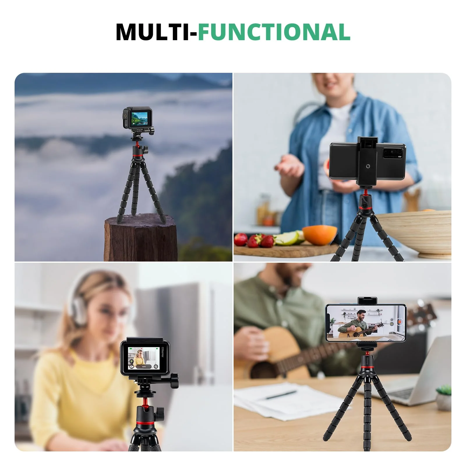 AKASO Mini Flexible Tripod Stand Travel Octopus Tripod with 1/4'' Screw for Magic Arm, Compatible with AKASO Action Camera EK7000/Brave 4/Brave 7 LE/Brave 7/GoPro Hero12/11/10/ 9/Max/DJI Osmo Action - Image 6