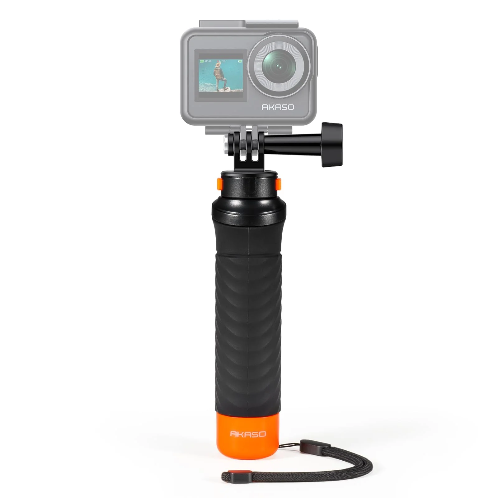 AKASO Waterproof Floating Hand Grip Compatible with AKASO Action Camera EK7000/Brave 4/Brave 7 LE/Brave 7/Gogro Hero12/11/10/ 9/Max/DJI Osmo Action, Handle Mount Accessories for Water Sports, Black