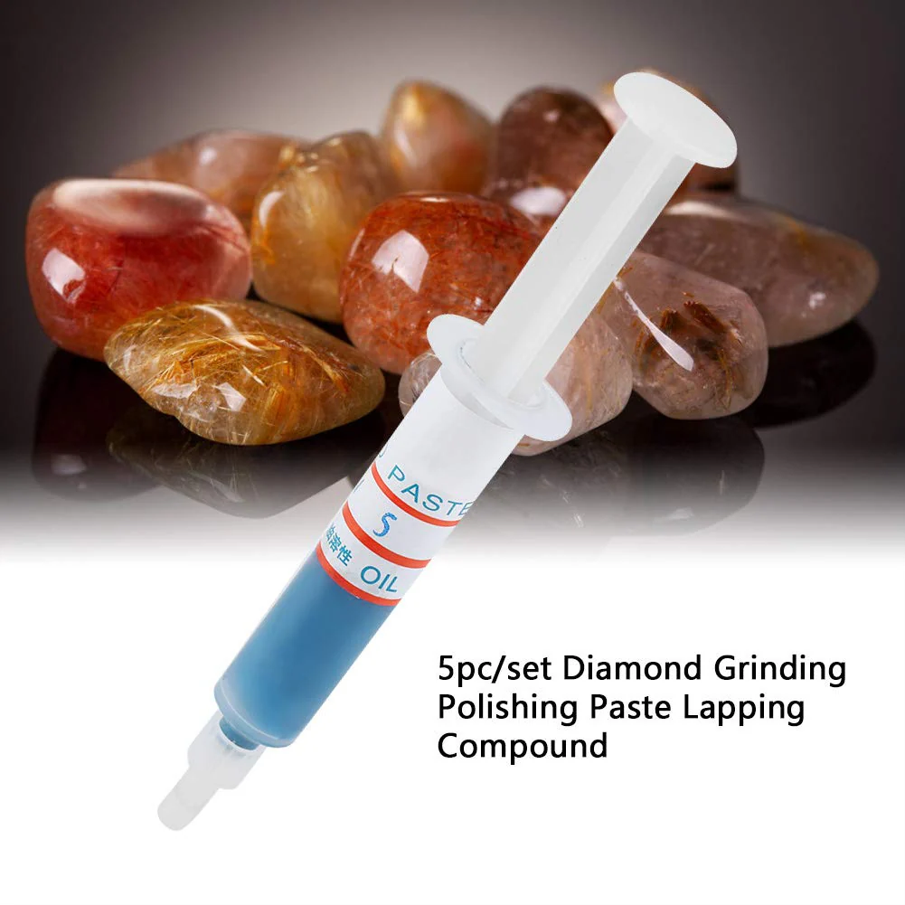 Akozon Diamond Grinding Paste 5 Pieces/Set Diamond Lapping Paste Polishing Paste Diamond Grinding Lapping Compound Compound Syringes (W5#2000) - Image 3