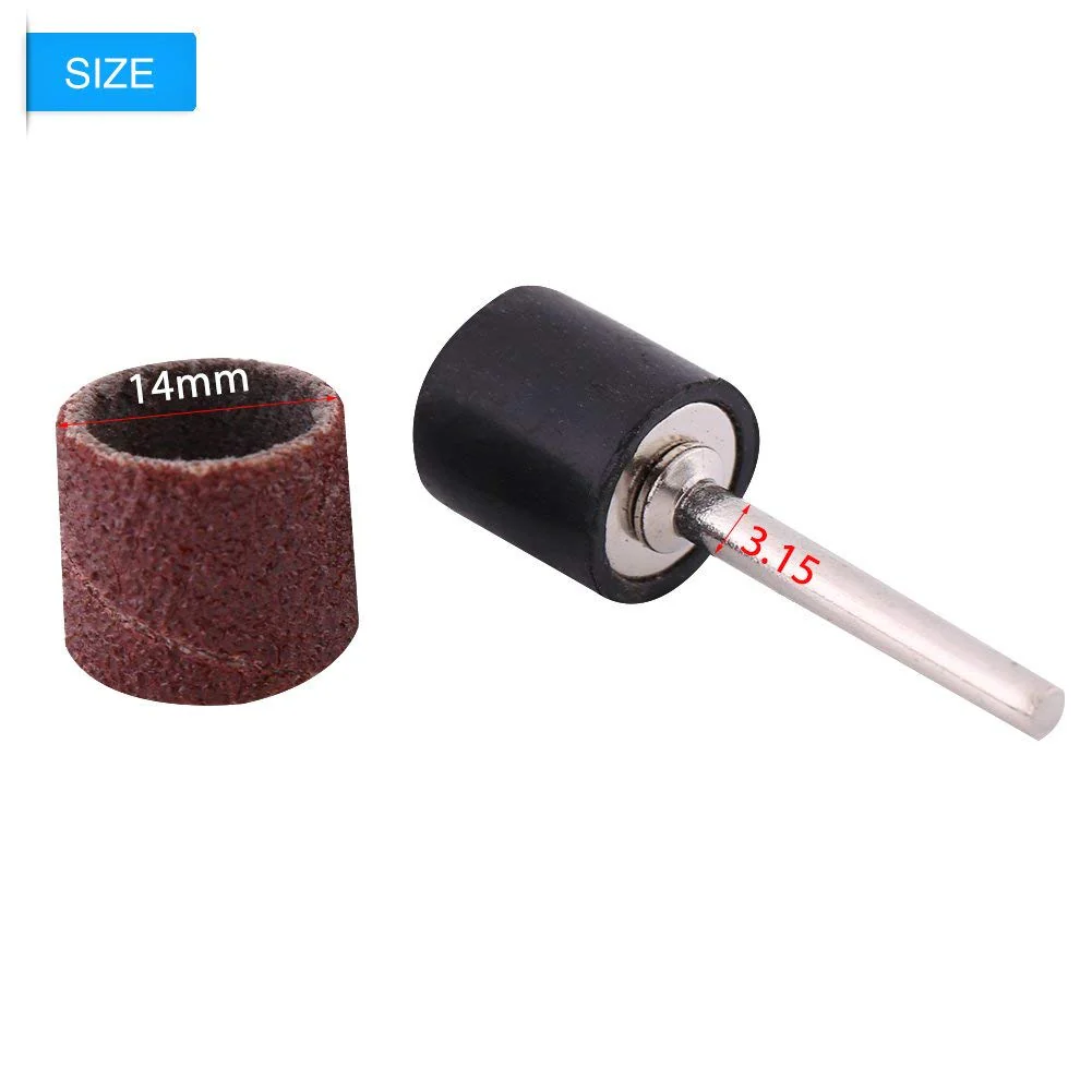 Akozon Sanding Cylinders, Pack of 100 Drum Grinding + 1 Piece Connecting Rod Mandrel for Rotary Drll Sandpaper Bands Spindle Sleeves Woodworking Polishing Kit 80/320/600 Grit (80#) 80# - Image 3