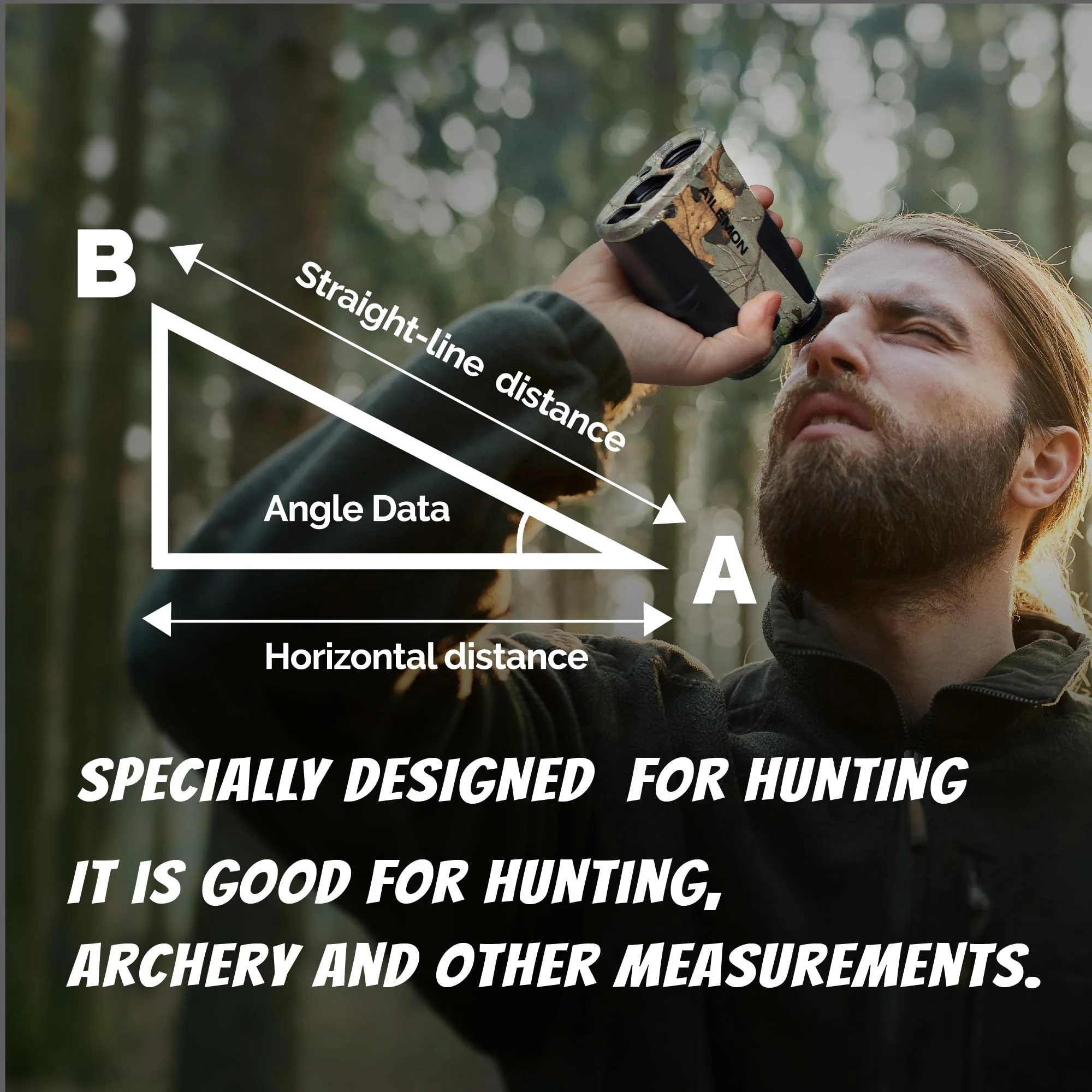 AL51 Rangefinder Hunting Laser Range Finder Camo 900 Yards Waterproof Archery Rangefinders Multi Functional Distance/Angle/Speed/Scan 6X Magnification - Image 3