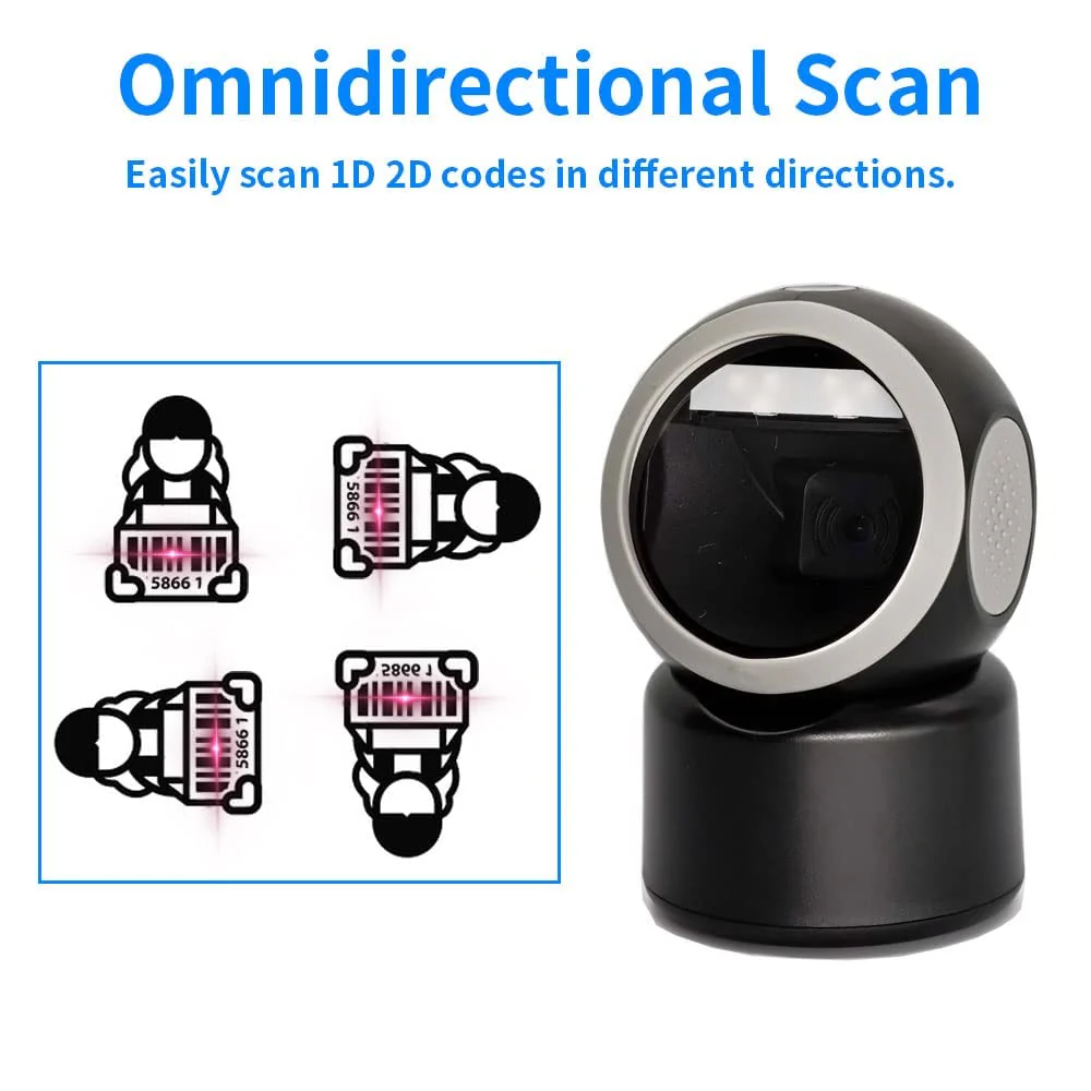 Alacrity 2D 1D QR Desktop Barcode Scanner, Omnidirectional Hands Free USB Wired Barcode Reader, Capture Codes on Screen, 3300DW, Black - Image 4