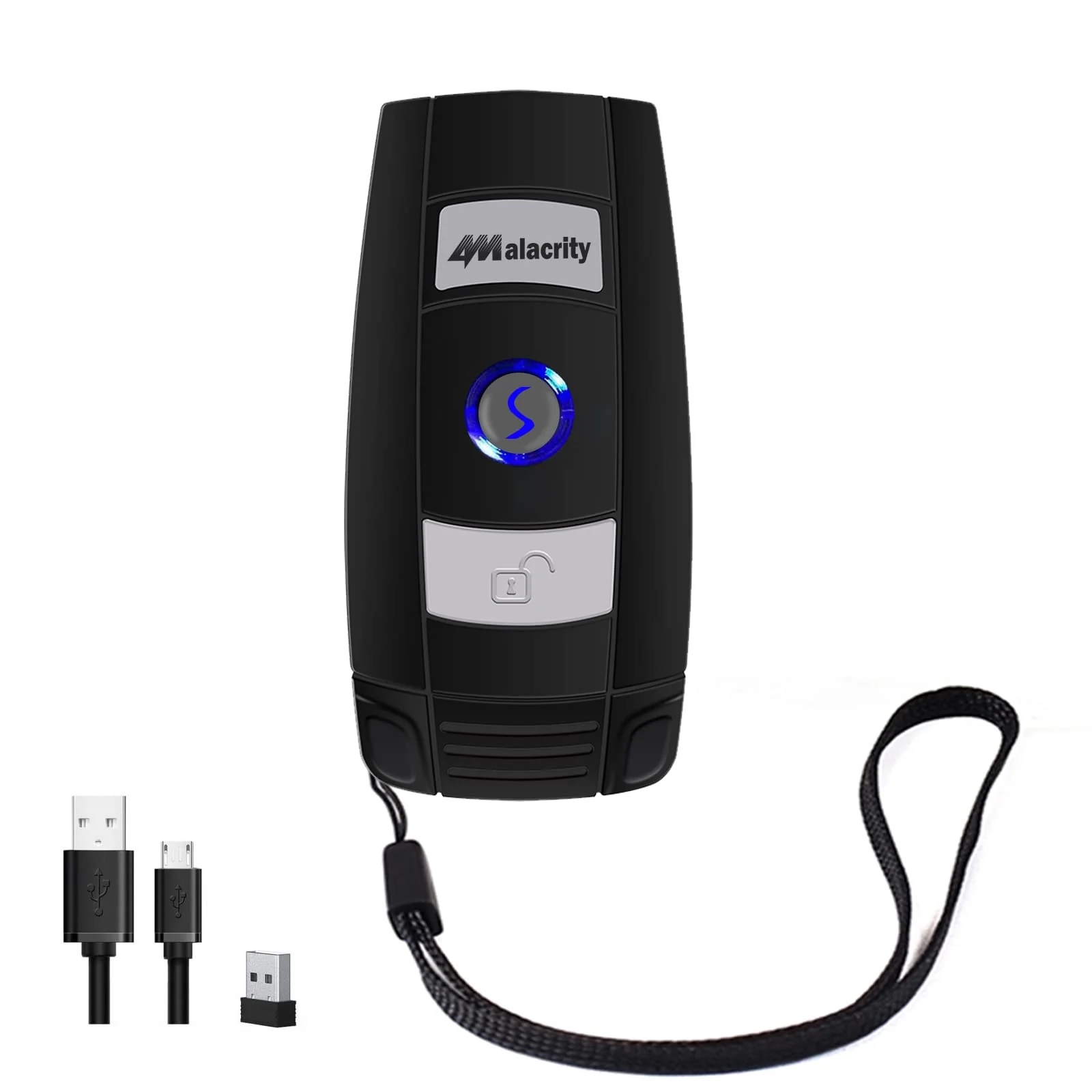 Alacrity Bluetooth Barcode Scanner, Portable Mini 1D Handheld Barcode Scanner 3-in-1 Bar Code Reader Scanner Scanning Work with Windows, Android, iOS, Tablets or Computers Able to Scan Codes on Screen 1D CCD Bluetooth Wireless Portable Scanner