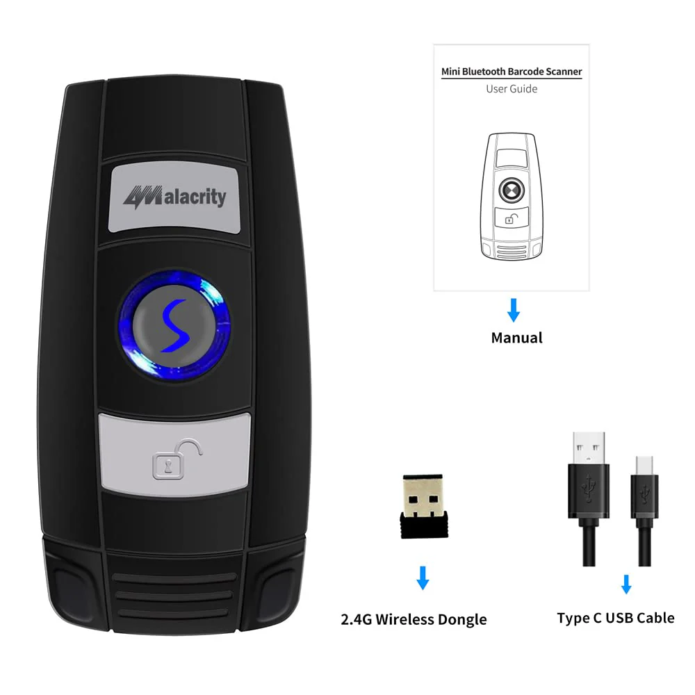 Alacrity Bluetooth Barcode Scanner, Portable Mini 1D Handheld Barcode Scanner 3-in-1 Bar Code Reader Scanner Scanning Work with Windows, Android, iOS, Tablets or Computers Able to Scan Codes on Screen 1D CCD Bluetooth Wireless Portable Scanner - Image 7