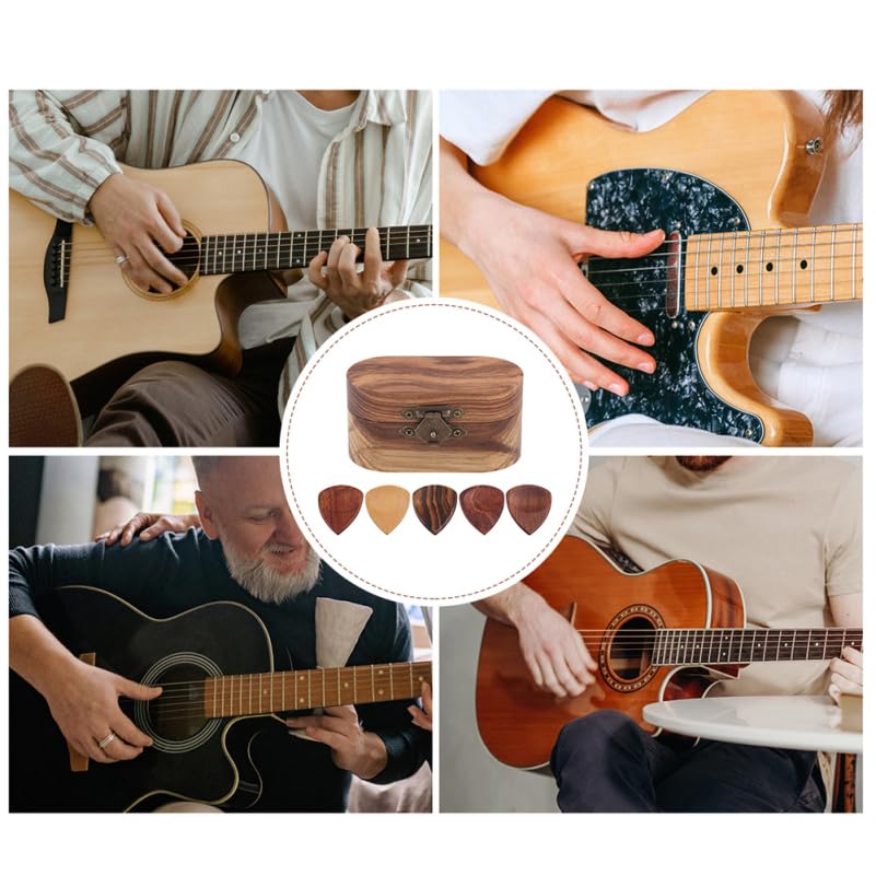 Alasum Pick Storage Box - Elegant Wooden Guitar Holder with 2 Natural Wood Picks Portable and Stylish Case for Guitar Accessories - Image 6