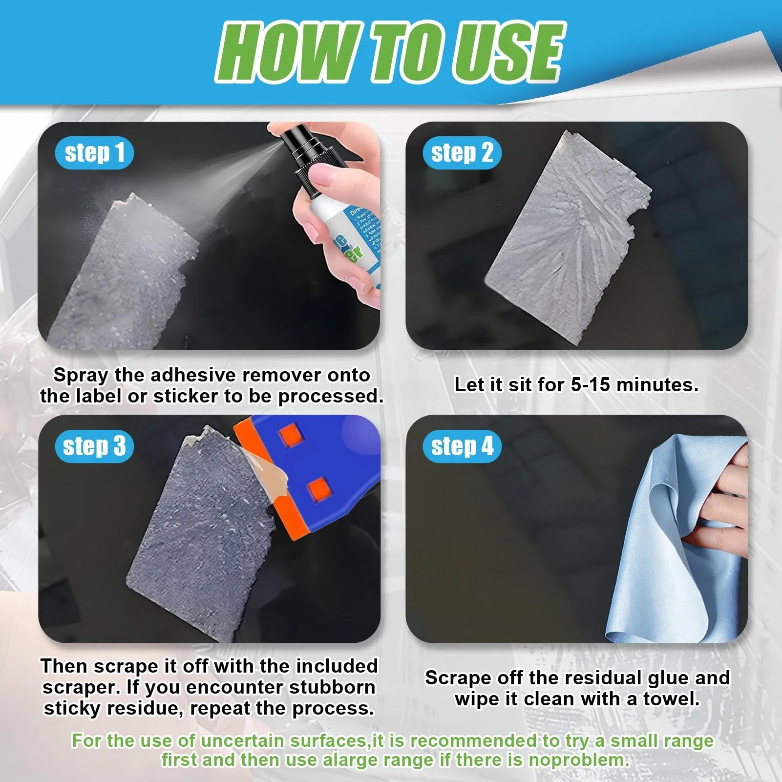 Allony Sticker Remover, Adhesive Residue Remover, Window Frame, Superglue Remover, Sticker Effectively Removes Stickers and Labels from Surfaces 120 ml - Image 4
