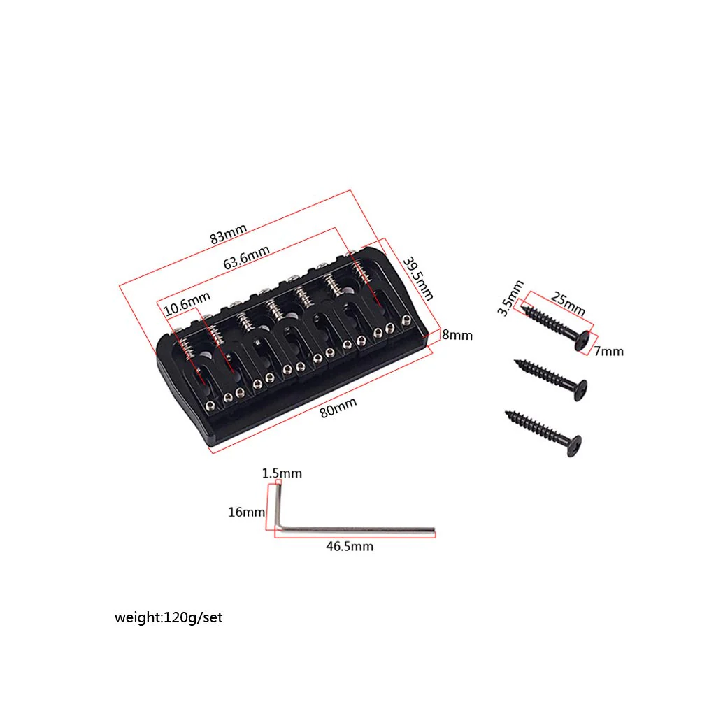 Alnicov Electric Guitar 7 String Saddle Bridge,for Guitar Hardtail Bridges Replacement Part Black - Image 7