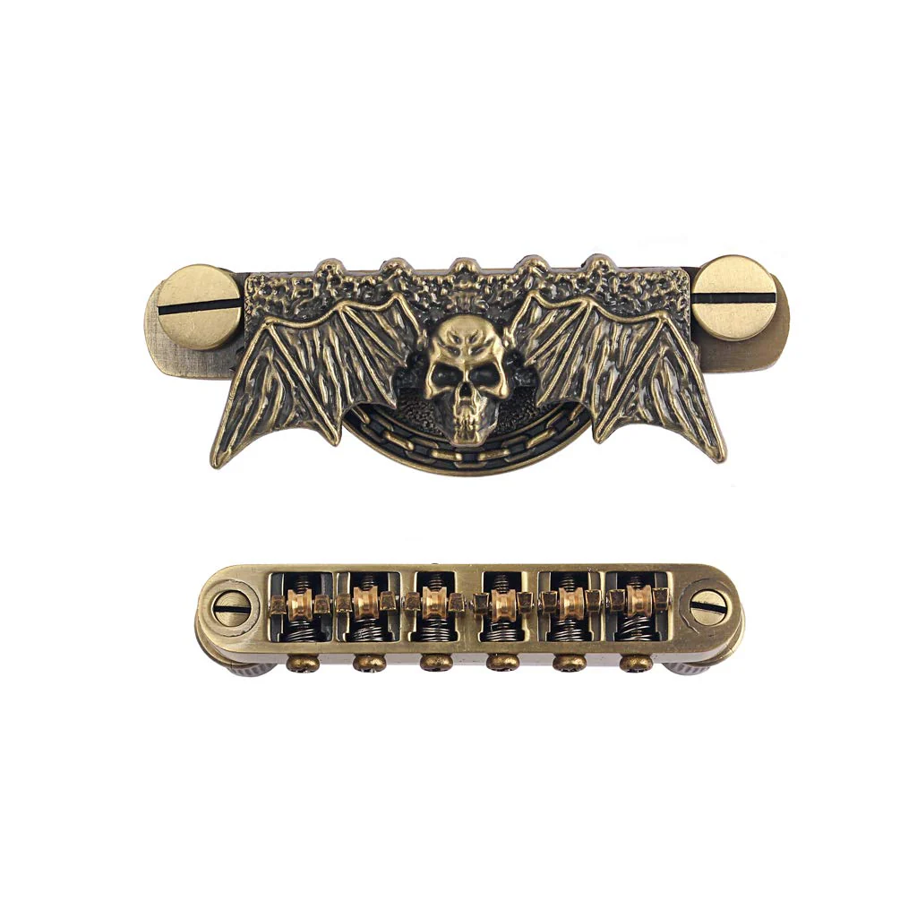 Alnicov Electric Guitar Tailpiece Bridge and Roller Saddle for Guitar Parts Bronze - Image 2