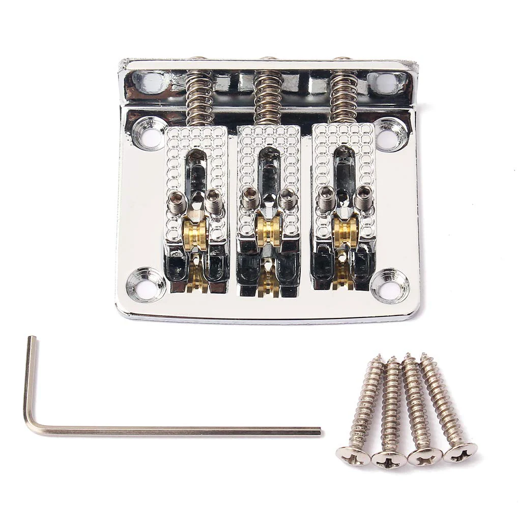 Alnicov Guitar 3 String Ball Bridge,Adjustable Bridge,Cigar Box Guitar Parts,Chrome