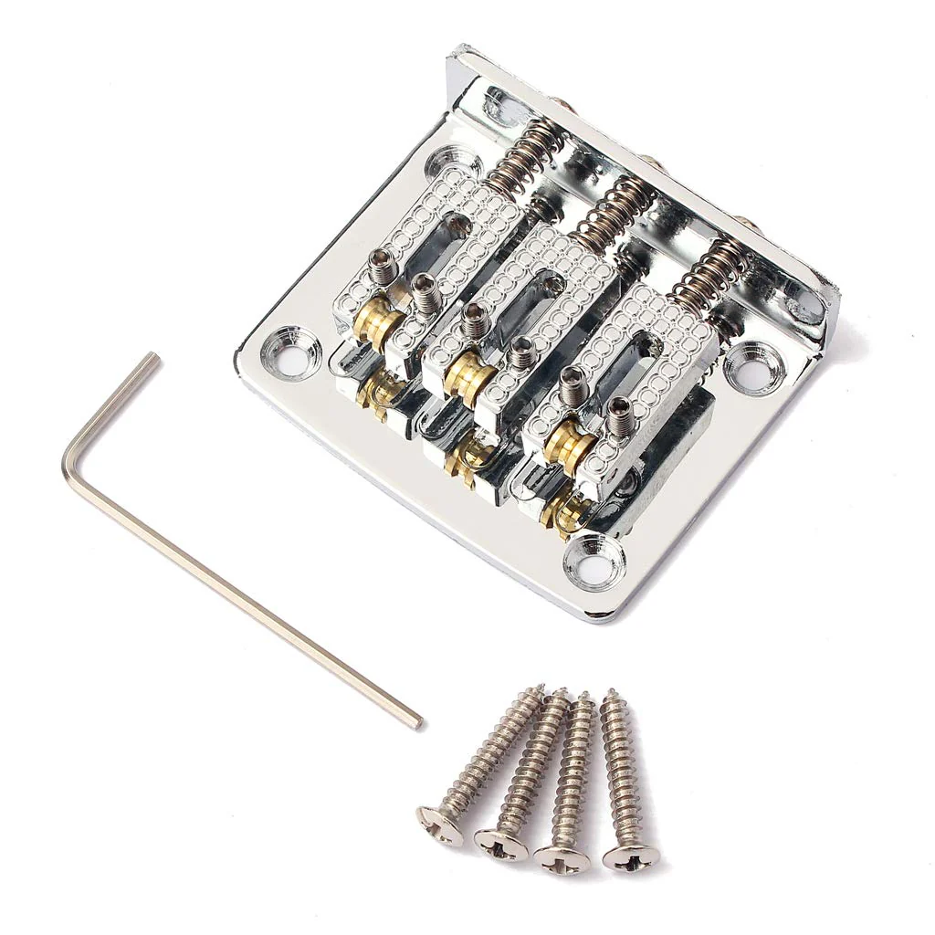 Alnicov Guitar 3 String Ball Bridge,Adjustable Bridge,Cigar Box Guitar Parts,Chrome - Image 2