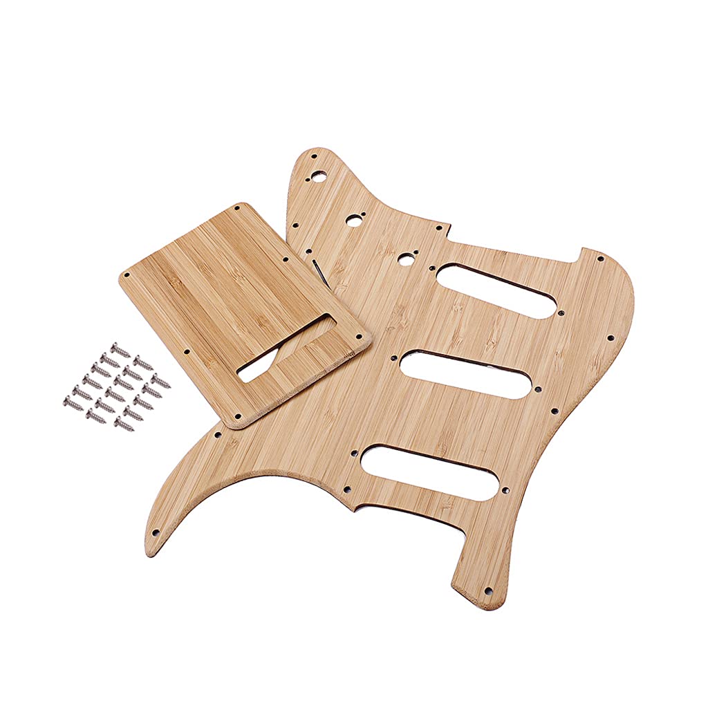 Alnicov SSS 11 Hole Strat Pickguard Backplate with Screws for Stratocaster Strat Guitar(Bamboo Material) - Image 3