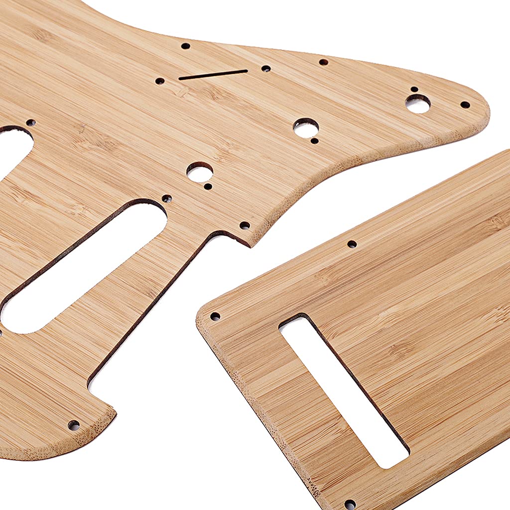 Alnicov SSS 11 Hole Strat Pickguard Backplate with Screws for Stratocaster Strat Guitar(Bamboo Material) - Image 4