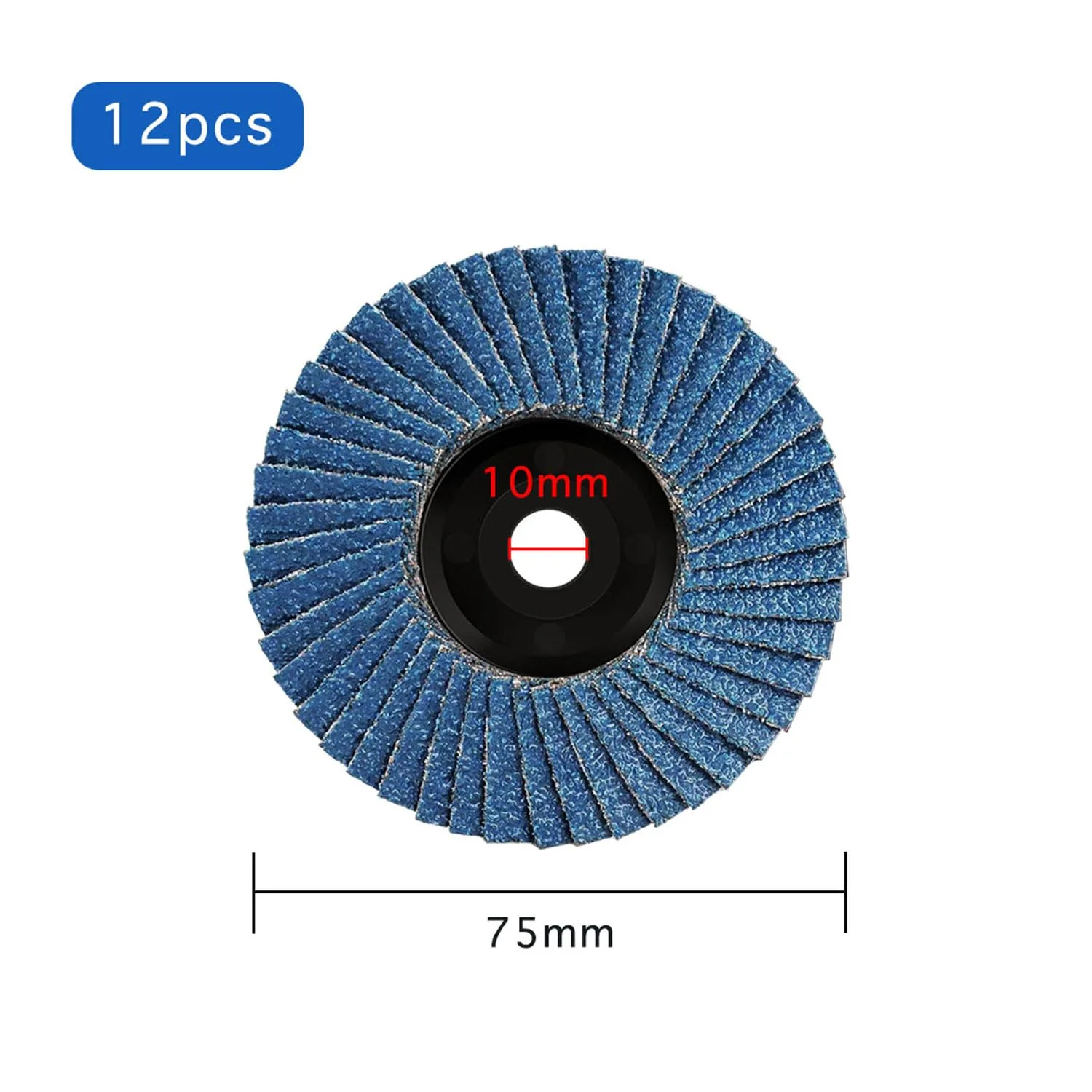 Alrens Pack of 12 Flap Discs, Flap Discs, Sanding Discs, Sanding Mop Disc, 75 mm x 10 mm, Grit 40/60/80/120 Mixing Set, Sanding Mop Discs Flap Disc for 3 Inch Angle Grinder - Image 2
