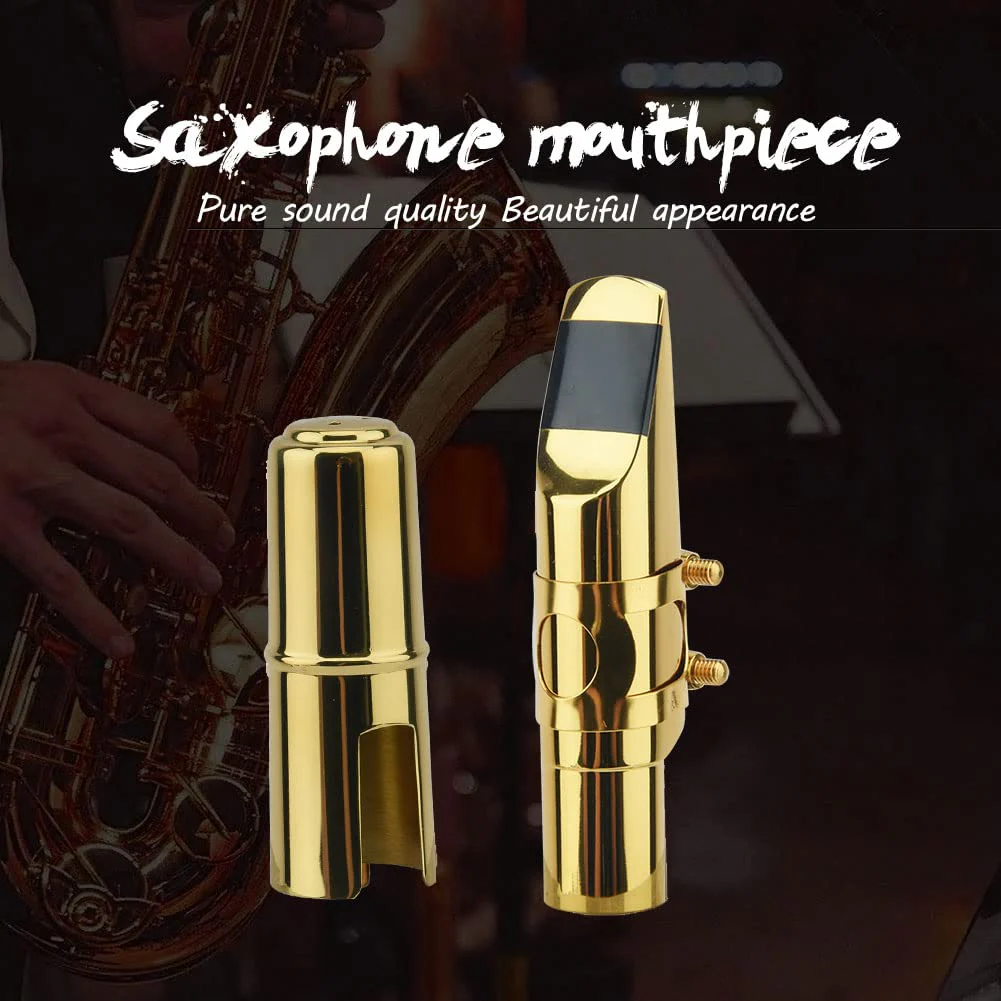 Alto Sax Saxophone Mouthpiece w/Cap & Ligatures, Brass Metal Eb Alto Sax Mouthpieces 5C for Saxophone Professionals and Beginners (Gold - 5C) - Image 9
