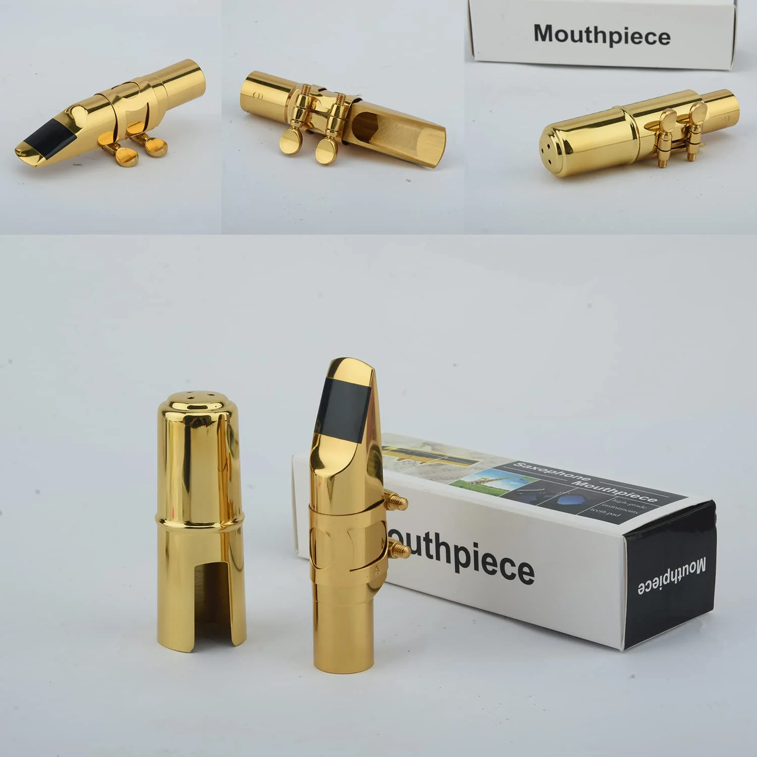 Alto Sax Saxophone Mouthpiece w/Cap & Ligatures, Brass Metal Eb Alto Sax Mouthpieces 7C for Saxophone Professionals and Beginners (Gold - 7C) - Image 2