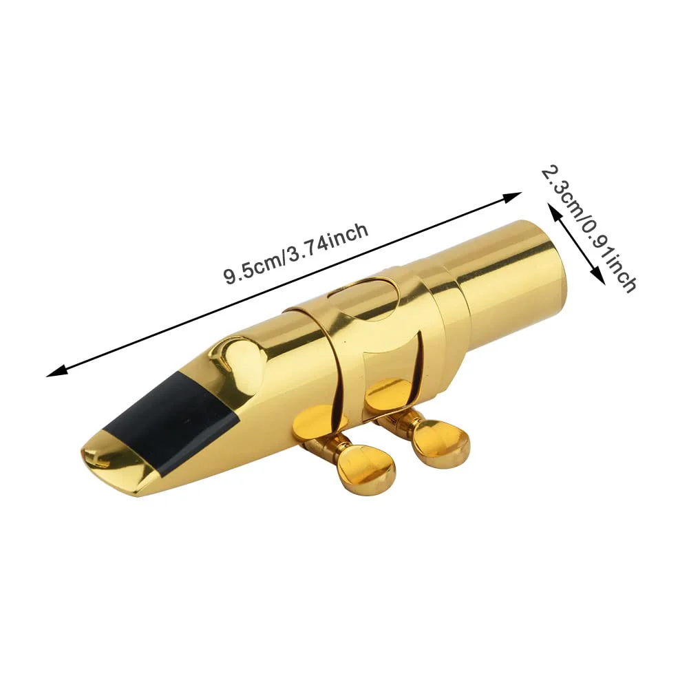 Alto Sax Saxophone Mouthpiece w/Cap & Ligatures, Brass Metal Eb Alto Sax Mouthpieces 7C for Saxophone Professionals and Beginners (Gold - 7C) - Image 3