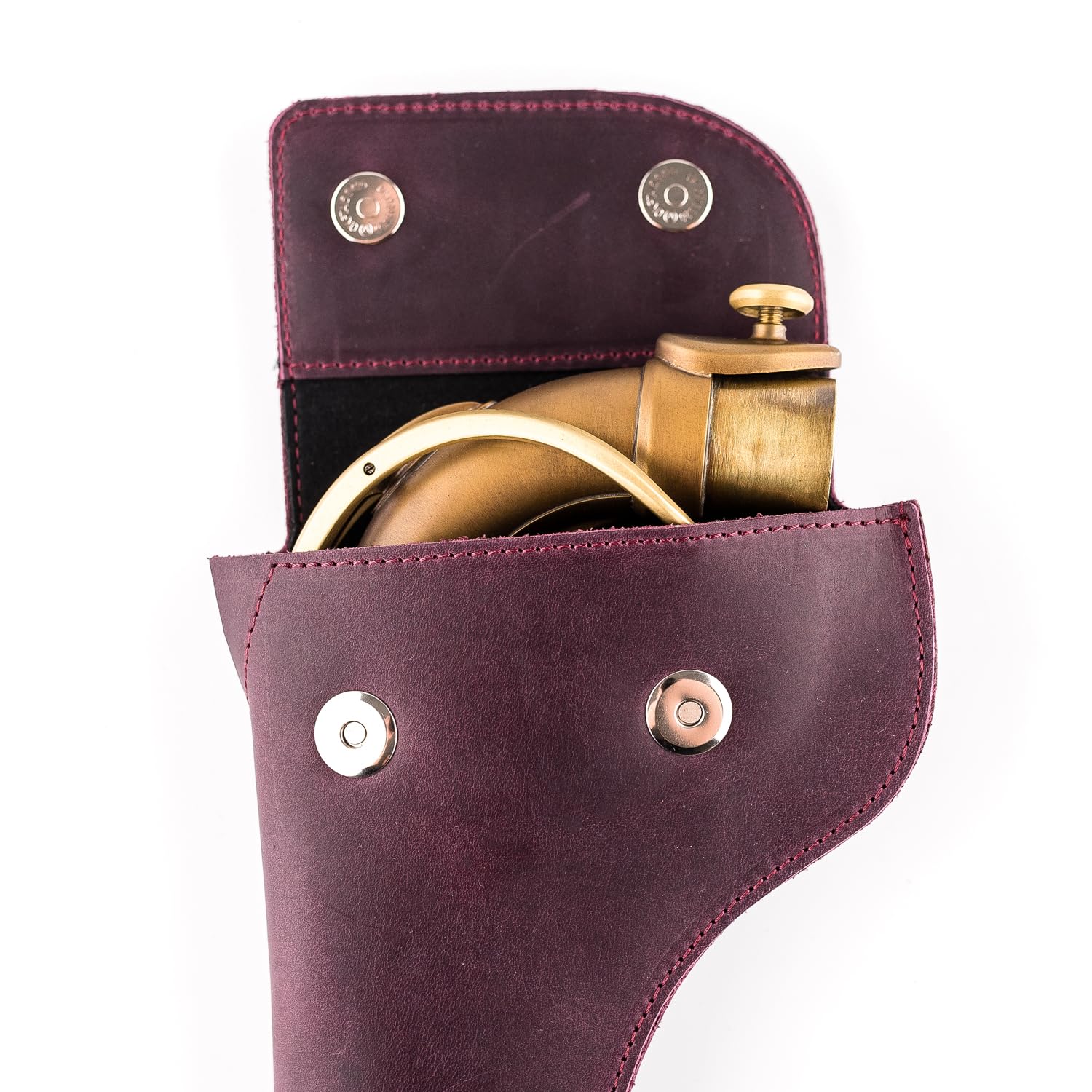 Alto/Tenor Saxophone Neck Pouch made of genuine Crazy Horse Leather by MG Leather Work. Sax Neck Bag, alto tenor saxophone neck holder Saxophone accessories (Tenor, Marsala) - Image 4