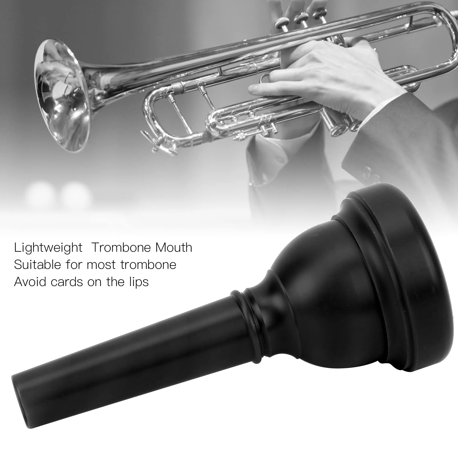 Alto Trombones Mouth, Lightweight Trombone Mouthpiece ABS Plastic Detachable Nozzle MT‑22 for Beginners Gift Professonal Musical Instruments Exercising(black) - Image 2
