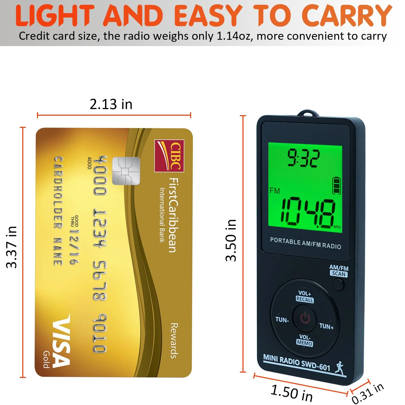 AM/FM Personal Portable Mini Radio with Digital Tuning LCD Display and Backlight Time, SWDSTP Rechargeable Pocket Radio with Earphone and Belt Clip for Walking, Jogging - Image 6