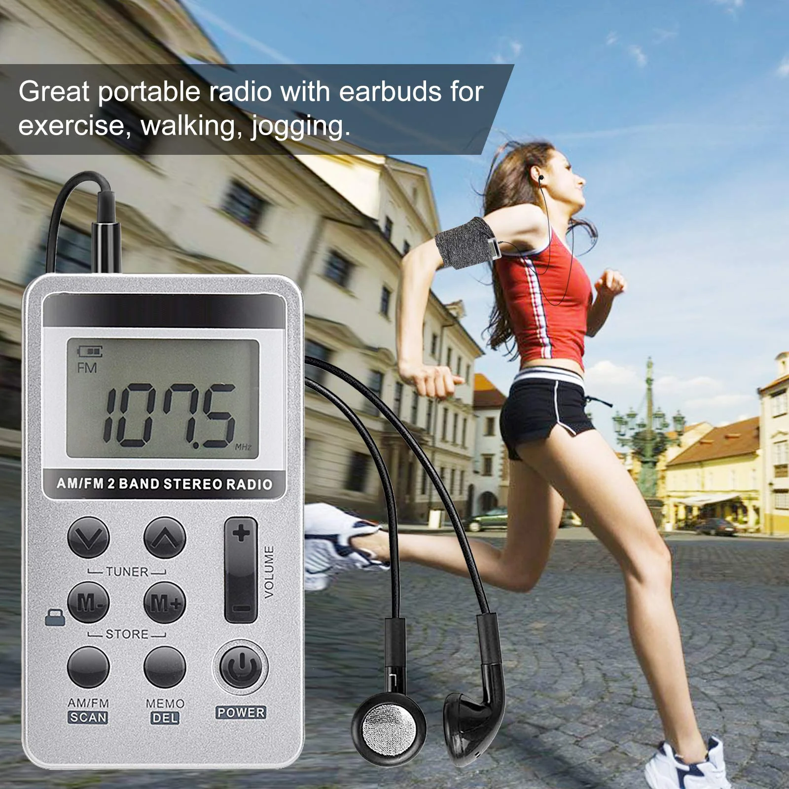 AM FM Portable Radio,Vnaovd Digital Tuning Personal Pocket Radio with Best Reception, Rechargeable Battery,Stereo Earphone,Lock Screen for Walk Jogging Gym Camping HS-1 - Image 5