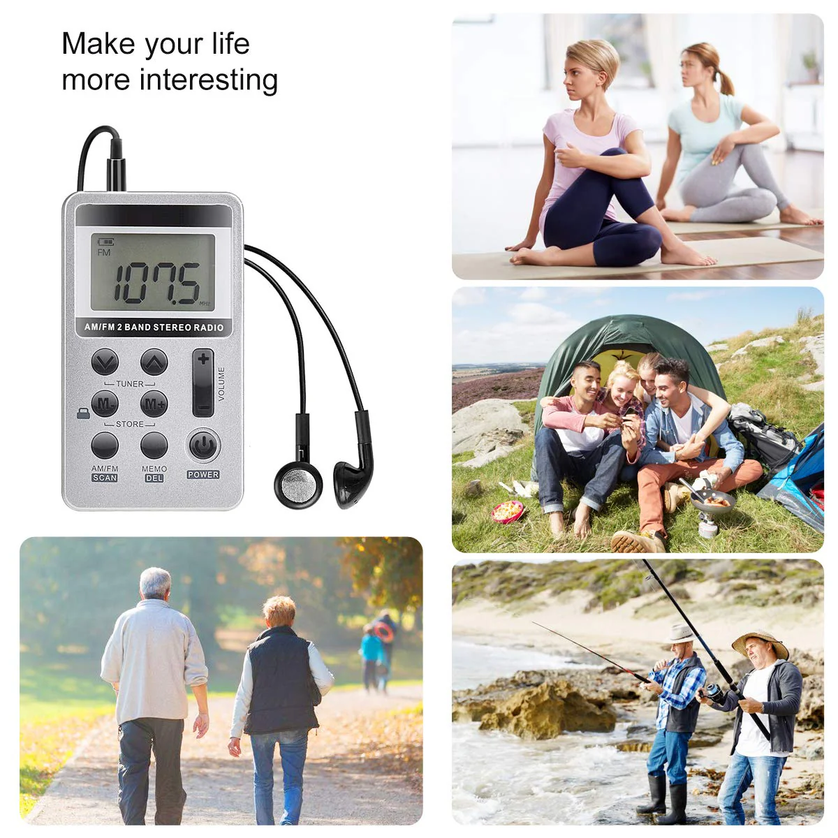 AM FM Portable Radio,Vnaovd Digital Tuning Personal Pocket Radio with Best Reception, Rechargeable Battery,Stereo Earphone,Lock Screen for Walk Jogging Gym Camping HS-1 - Image 6