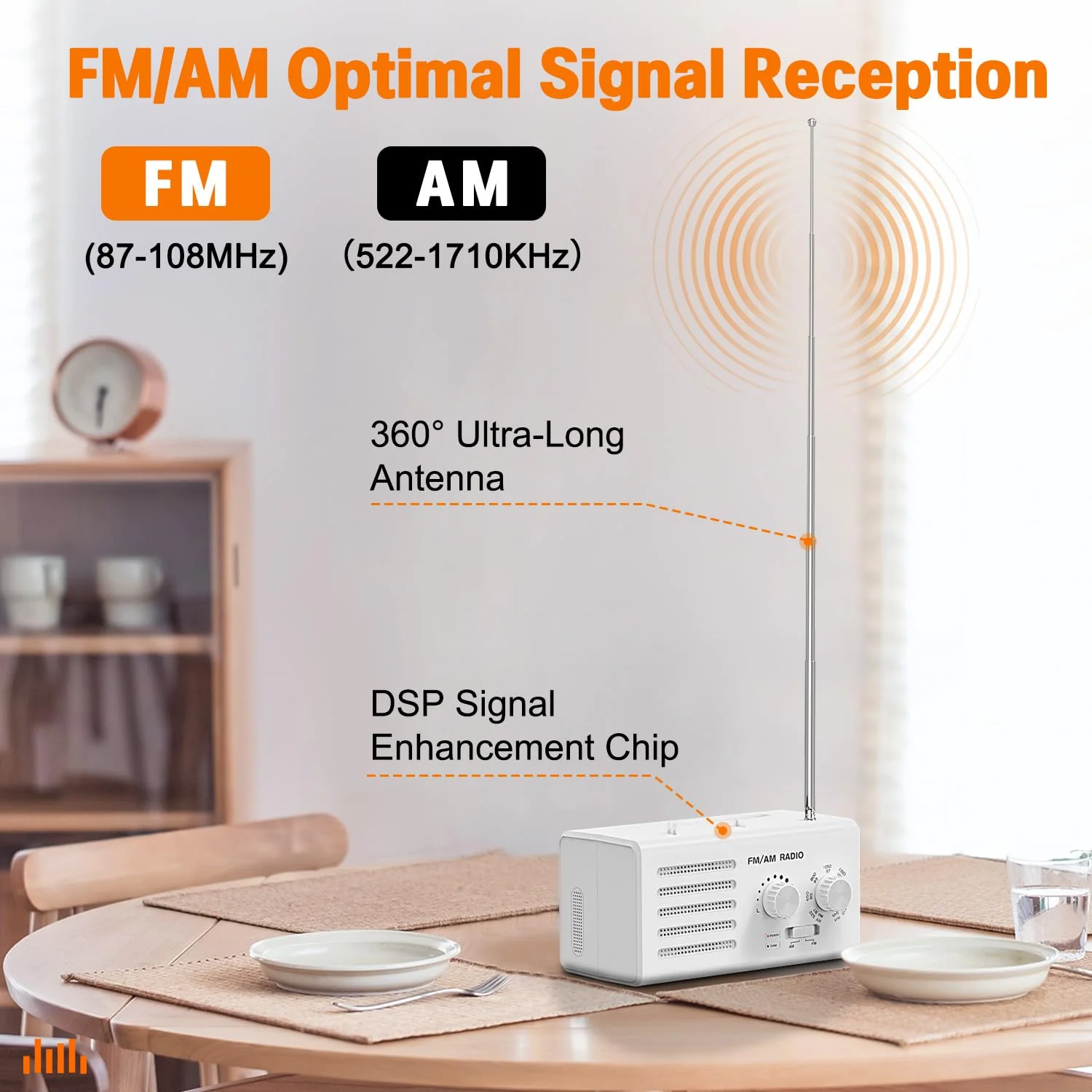 AM FM Radio Portable,Goodes Transistor Radio Plug in Wall Battery Powered with Best Reception, Loud Speaker, Excellent Sound, Small Radios for Home Outdoor Office Desk Use/Decor, Gift for Elders - Image 2