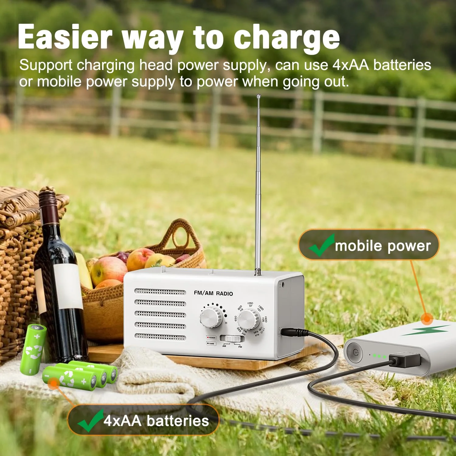 AM FM Radio Portable,Goodes Transistor Radio Plug in Wall Battery Powered with Best Reception, Loud Speaker, Excellent Sound, Small Radios for Home Outdoor Office Desk Use/Decor, Gift for Elders - Image 6