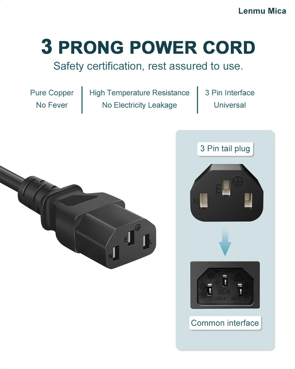 Amplifier Power Cord for ION Pathfinder 2 3 4 Speaker, ION Block Rocker iPA76C/A/S IPA23 Block Party & Live, Guitar Amp, Explorer Portable Speaker System, 18AWG 3-Prong Charger Cable Replacement 6 FT 6 Feet - Image 2