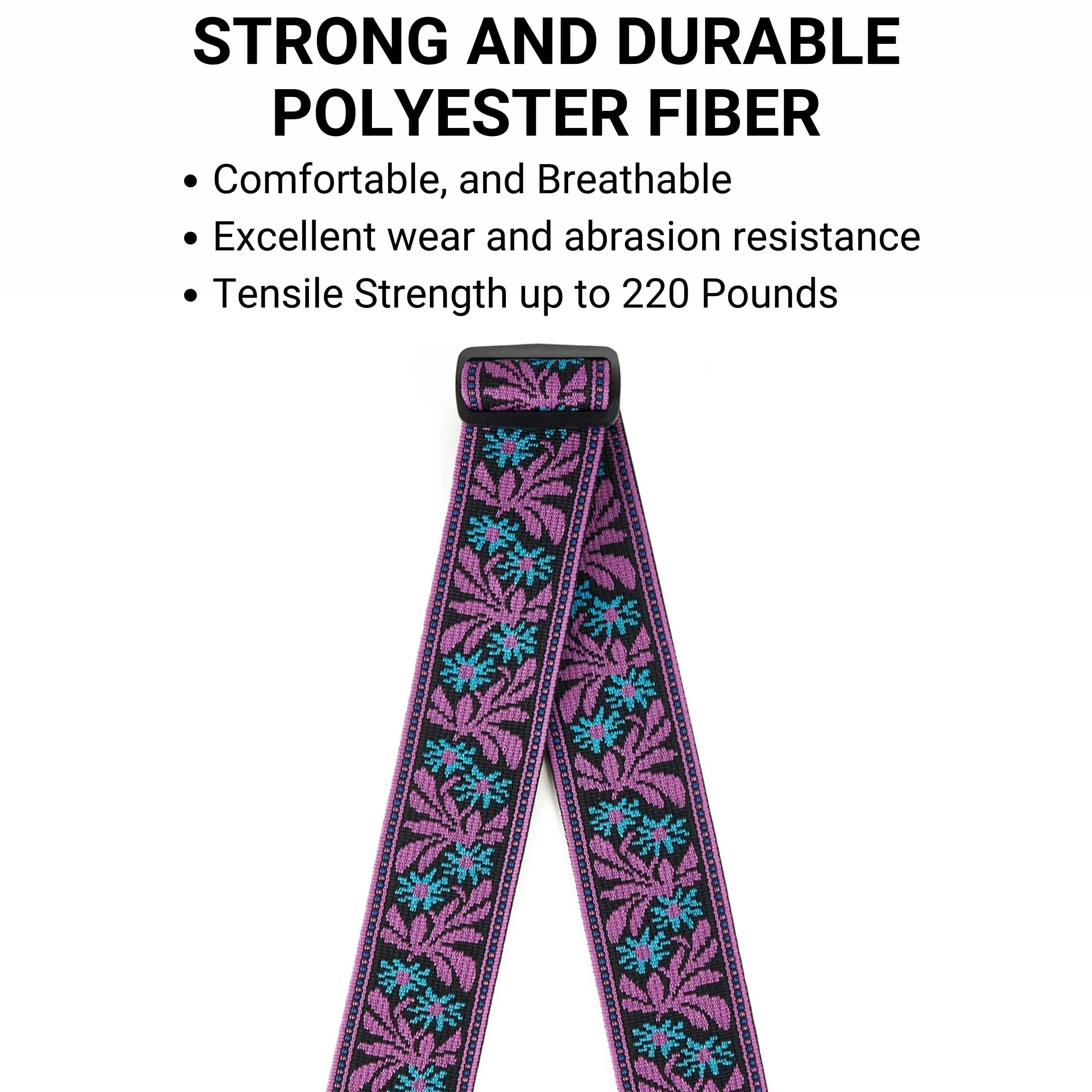 Amumu Guitar Strap Jacquard Purple Blue Flower for Bass, Electric & Acoustic Guitar Accessories - Image 4
