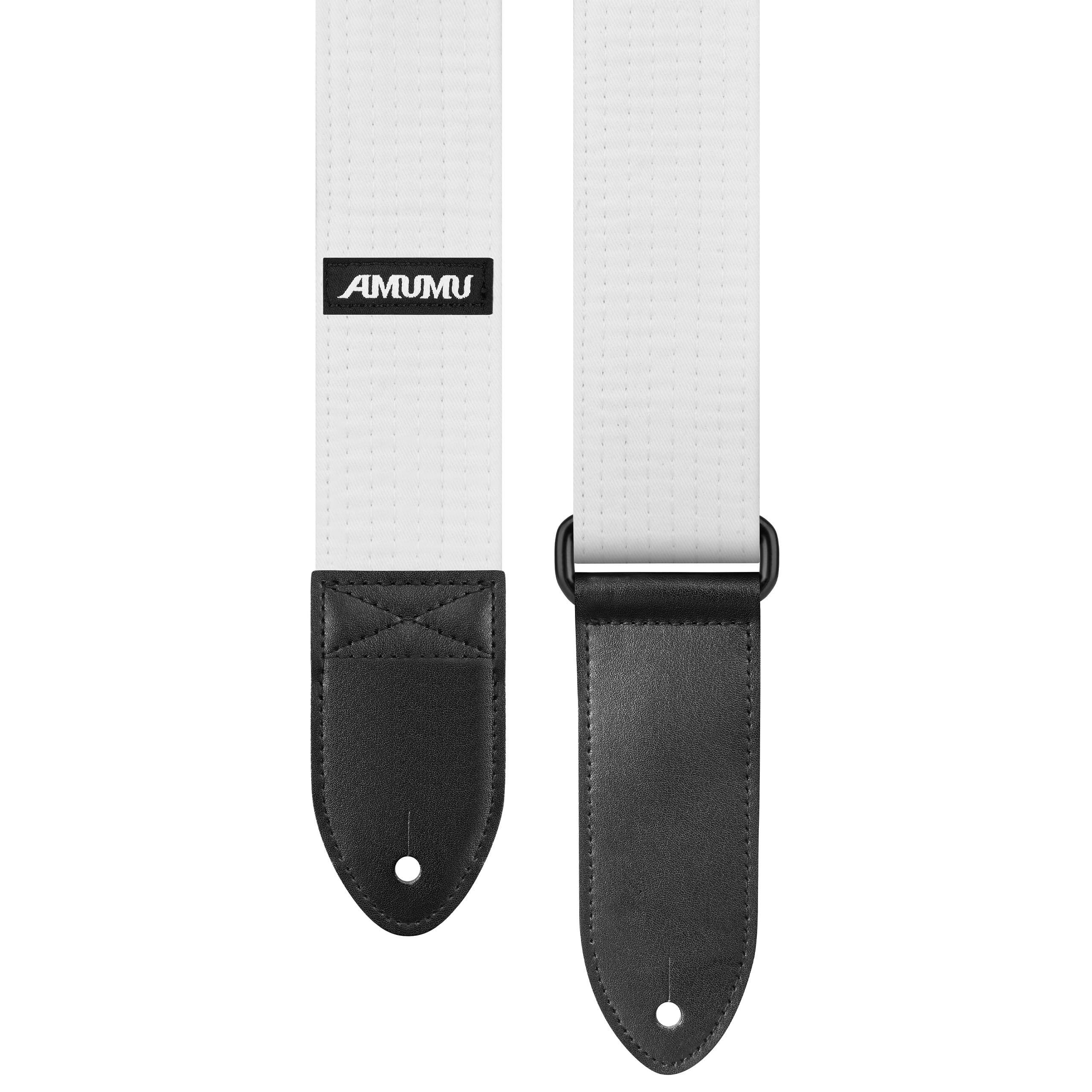 Amumu Premium Thick Cotton Guitar Strap - Ideal for Acoustic, Electric, and Bass Guitars White - Image 2