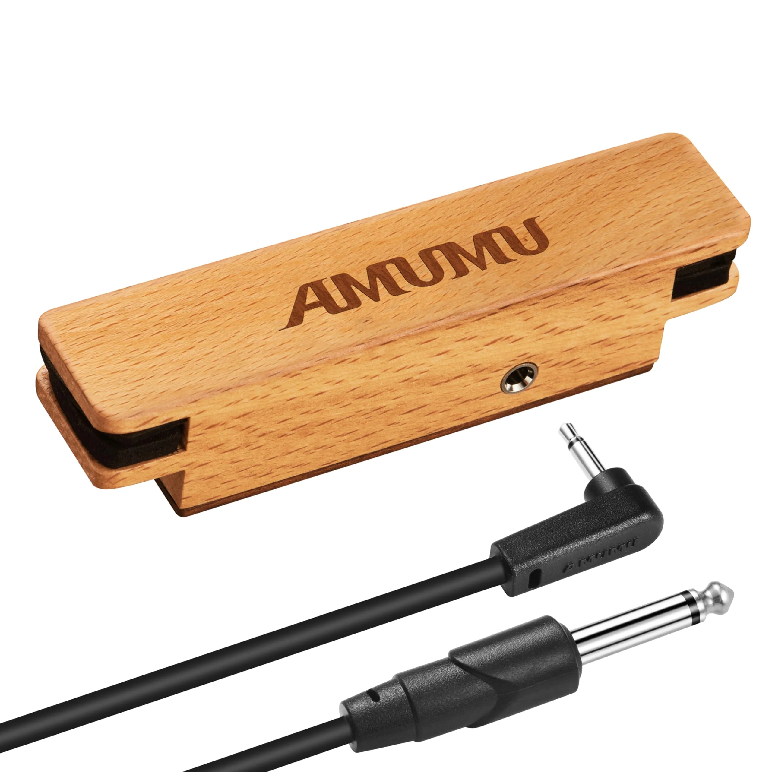 AMUMU SP30 Woody Magnetic Soundhole Pickup, For Steel String Acoustic Guitars Single Coil, Includes a free studio-grade Audio cable,Warm Acoustic Tone, Low Noise. 10ft Cable - 1/4'' male plug