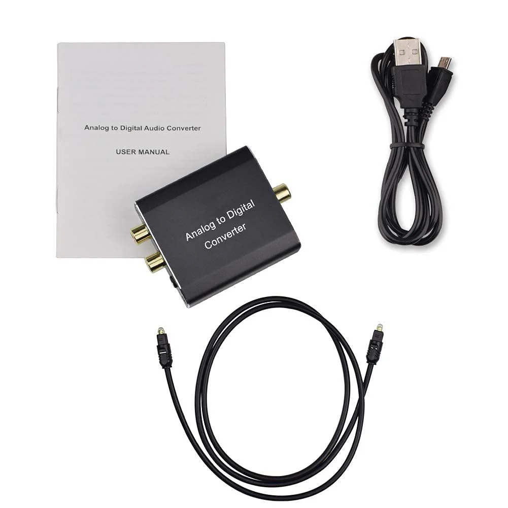 Analog to Digital Audio Converter,Hdiwousp Aluminum RCA to Optical with Optical Cable, Stereo L/R and 3.5mm Jack to Digital Toslink Coaxial Audio Adapter Compatible with PS4 Xbox HDTV DVD Headphone - Image 6