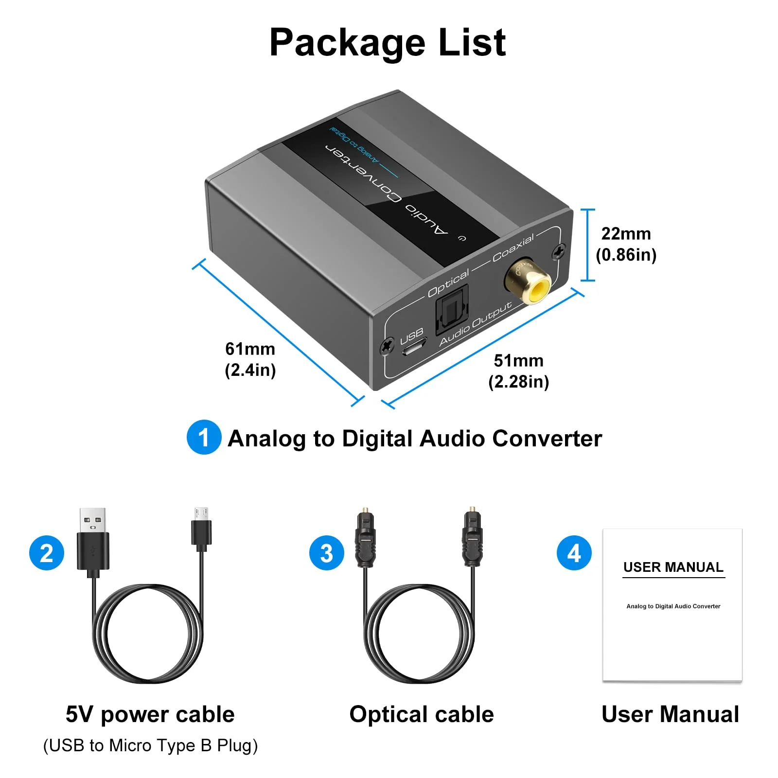 Analog to Digital Audio Converter RCA R/L to Optical with Optical Cable 3.5mmAUX Jack to Digital Toslink and Coaxial Audio Adapter for Soundbar - Image 7