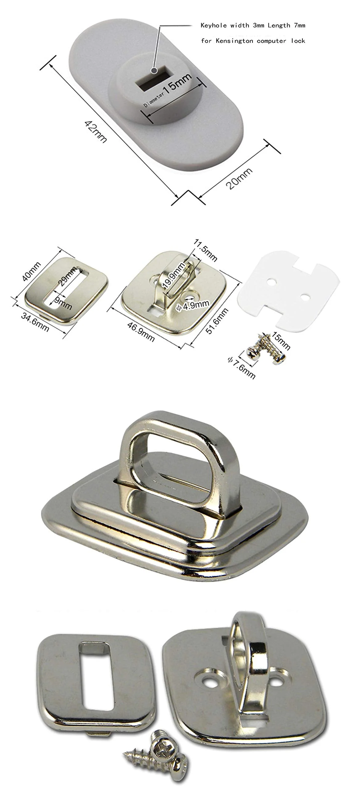 Anchored+Anti Theft Lock Hole with for All Desktops, Laptops,MacBook,iPad,iPhone and Projectors Anchor+Sticky Board - Image 2