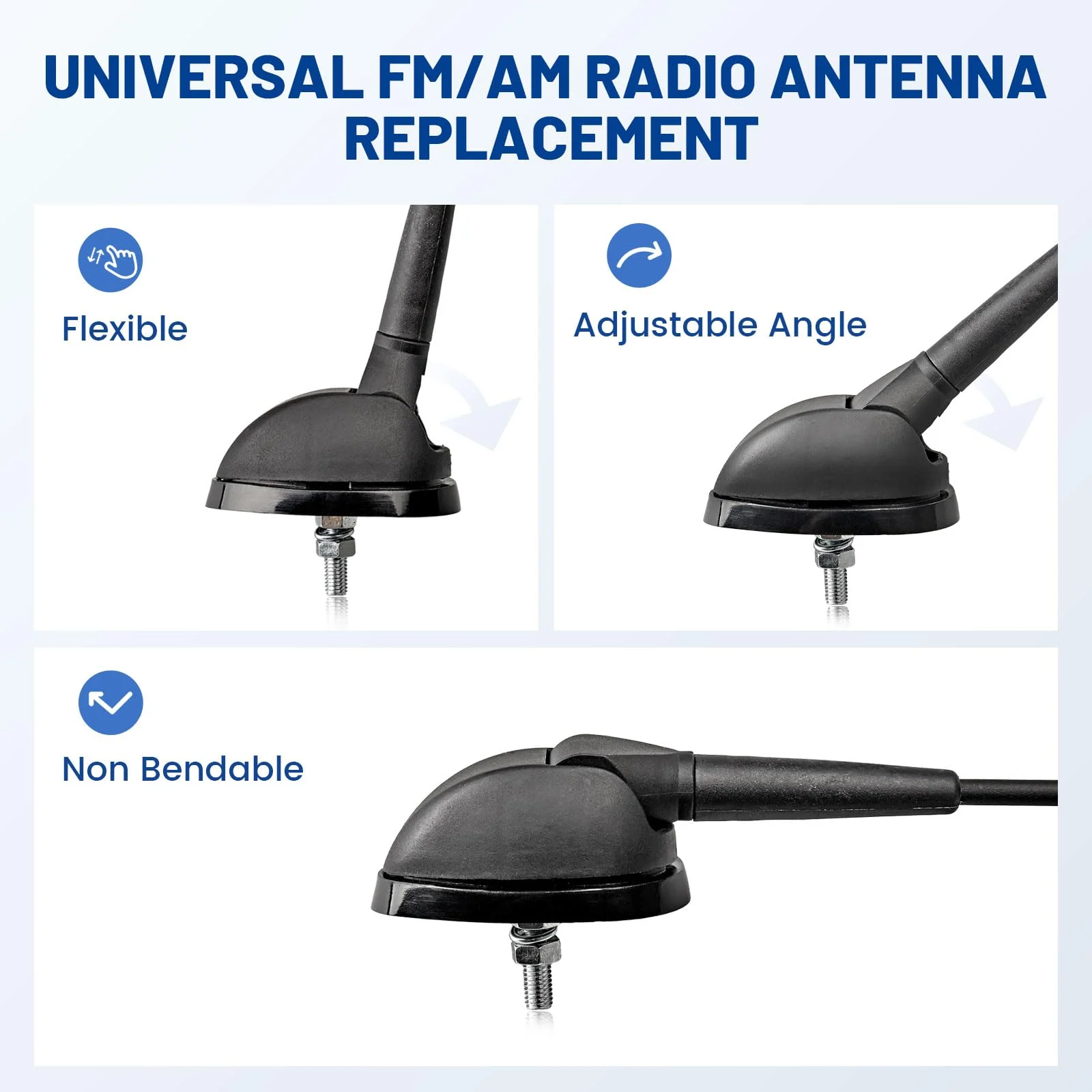 Anina 16 Inch AM/FM Universal Top/Side Mount Antenna for Vehicle Truck Boat ATV UTV RV Motorcycle, 16" Car Radio Aerial Replacement Mast w/Mount Base and Extension Cable for Stereo Receiver Head Unit - Image 4