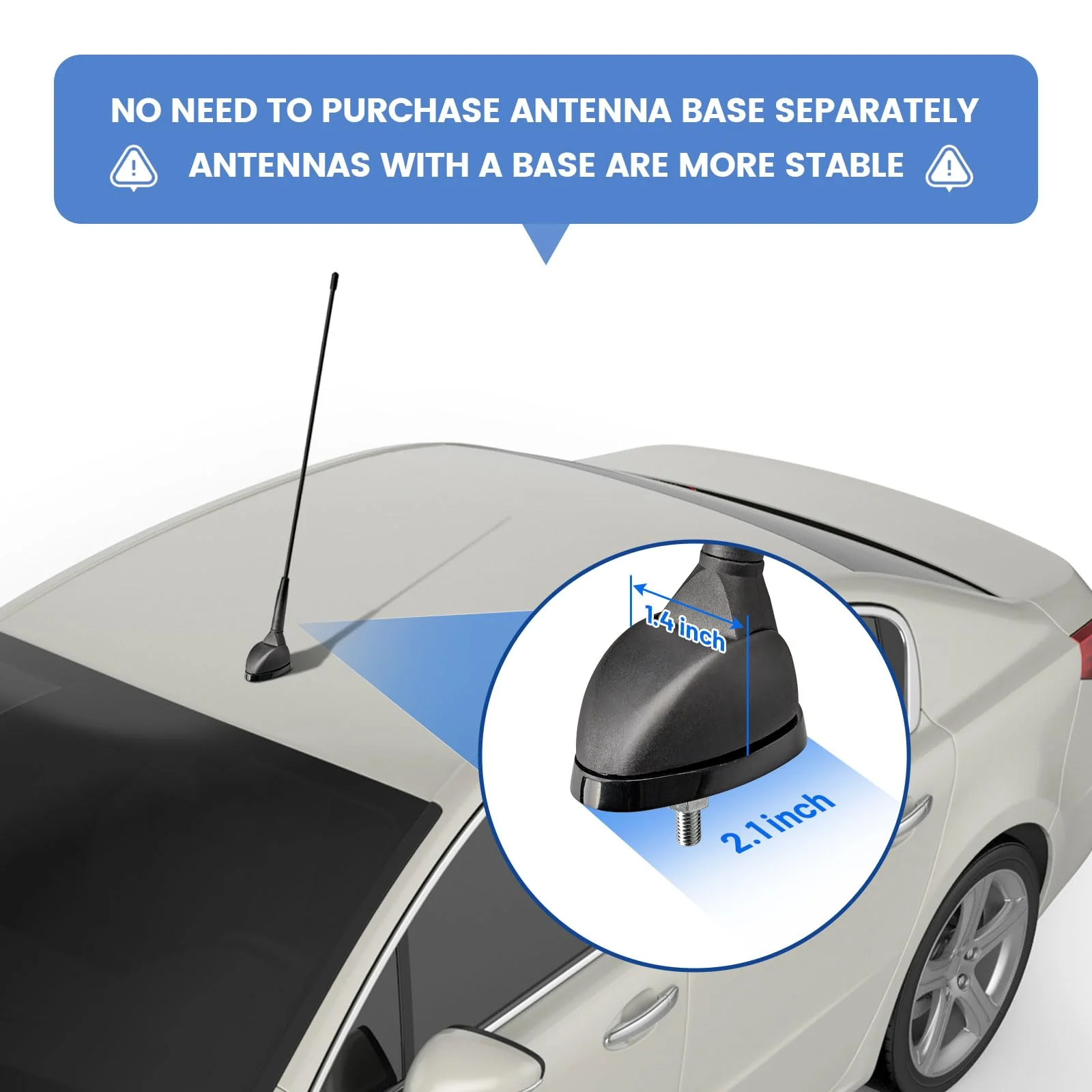 Anina 16 Inch AM/FM Universal Top/Side Mount Antenna for Vehicle Truck Boat ATV UTV RV Motorcycle, 16" Car Radio Aerial Replacement Mast w/Mount Base and Extension Cable for Stereo Receiver Head Unit - Image 5