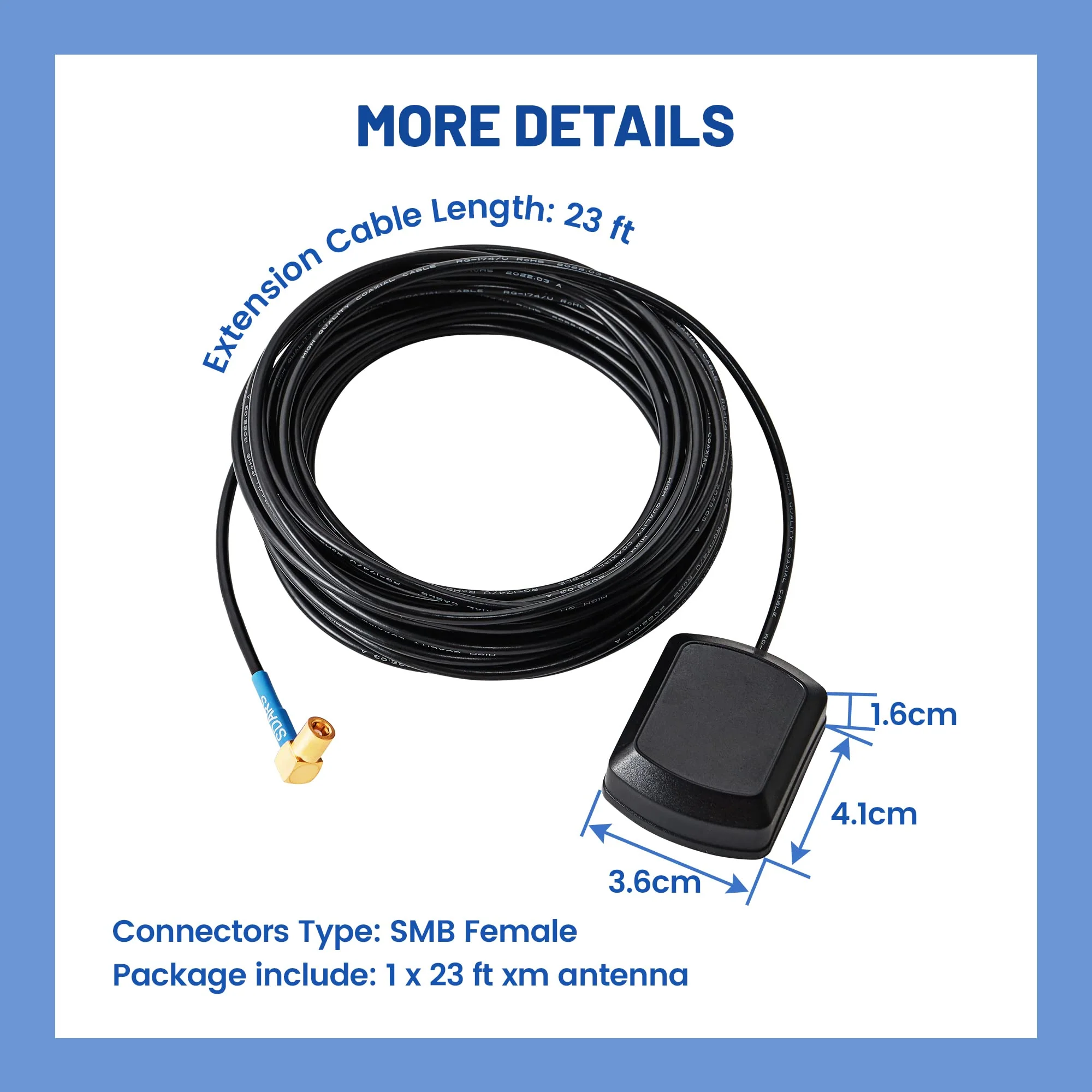 Anina 23FT Sirius XM Radio Antenna with Magnetic Compatible with All Sirius and XM Satellite Radio Receiver, GPS Antenna - Image 6