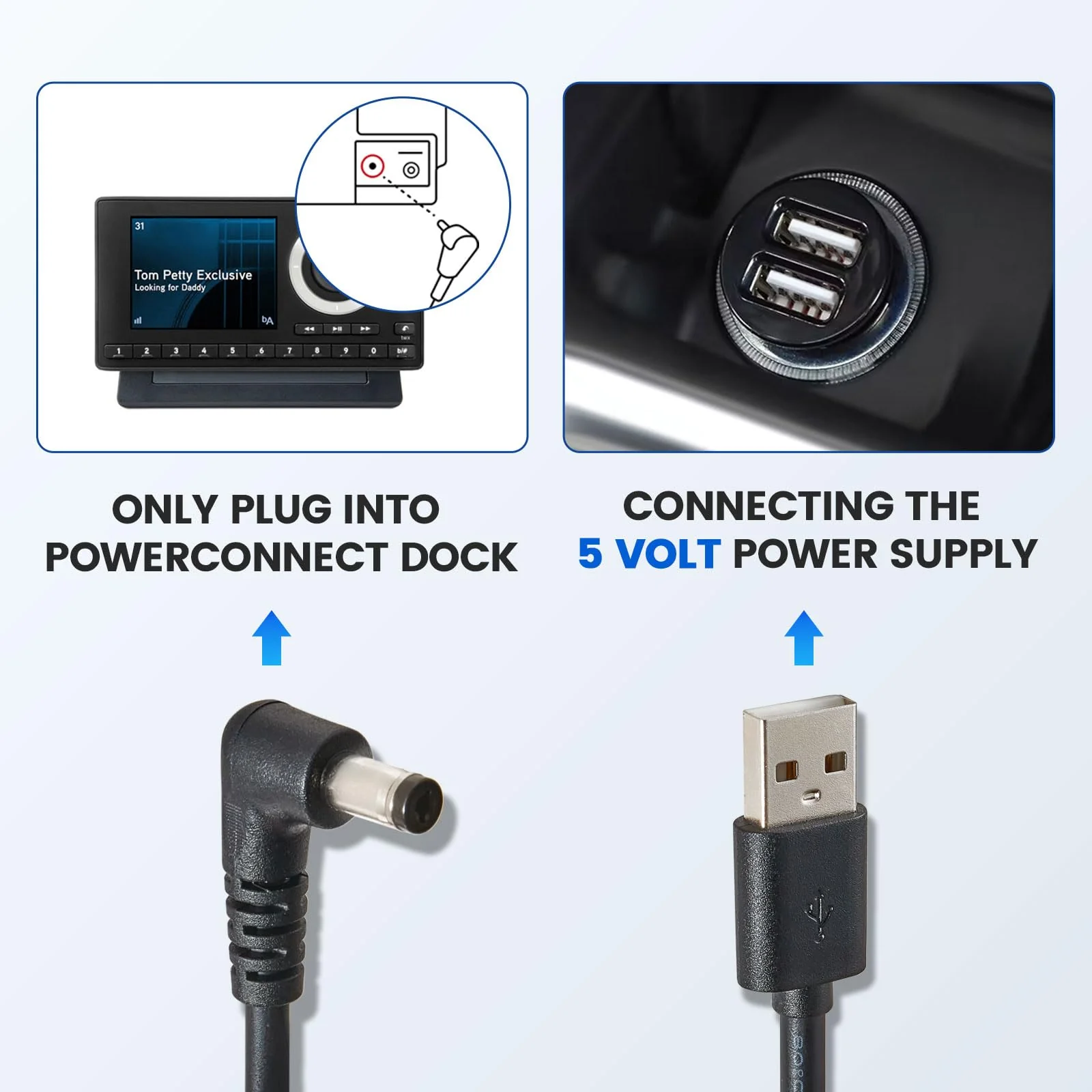 Anina 6.5ft USB Power Cord Cable with 4.7mm Diameter for Onyx Stratus Sirius XM Radio, 5V Charger Connector for PowerConnect Receiver SXDPIP1 XDPIV1 XAPV2 XMP3i LV1 SADV2 XAPV2 SXIV1 SXDV3 Cradle Dock - Image 2