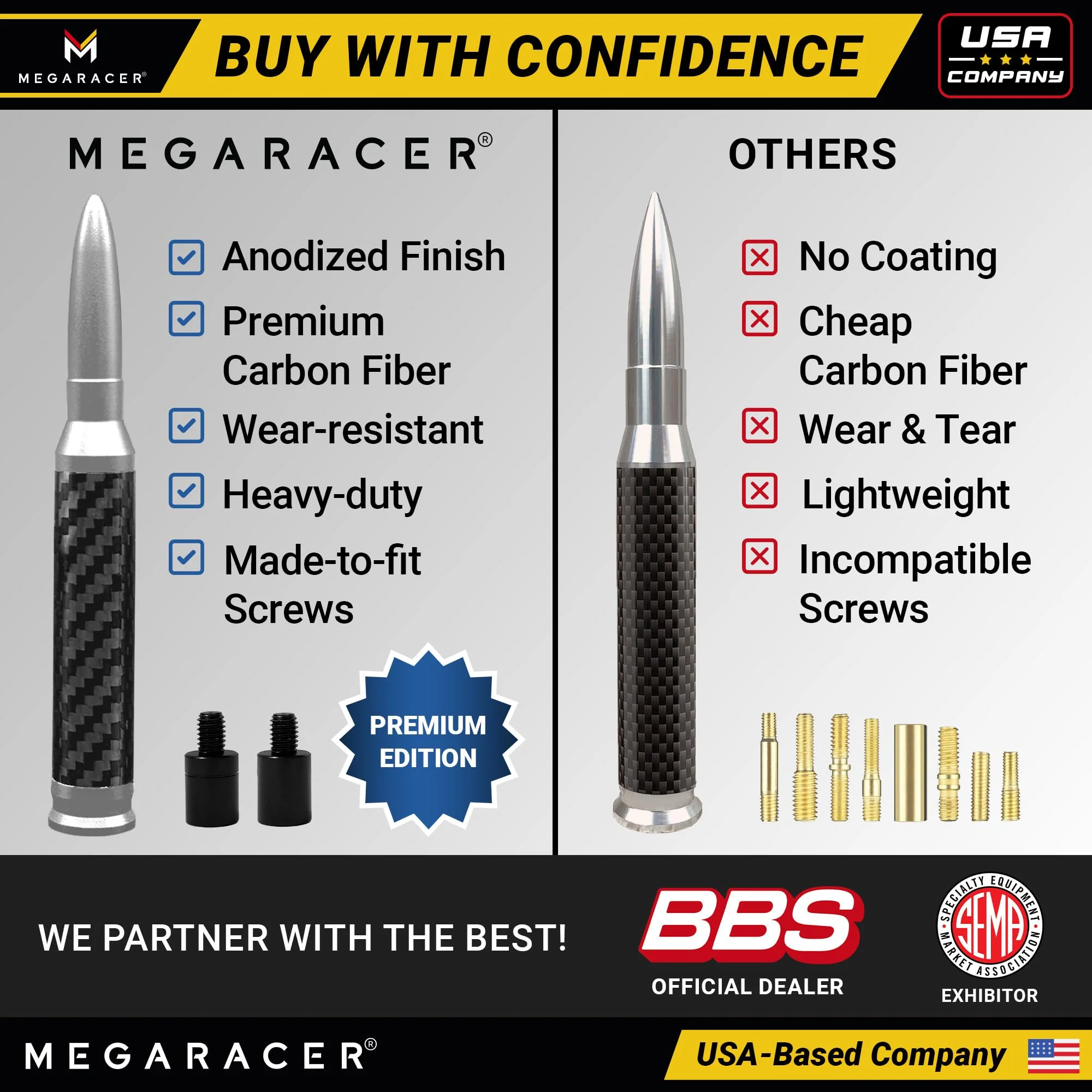 Anodized Silver Carbon Fiber 50 Cal Bullet Antenna for Chevy Silverado & GMC Sierra 1500 2500 (1999-2026) – Billet Aluminum, UV & Chip-Resistant, Car Wash Safe, Short Truck Replacement Accessories - Image 6