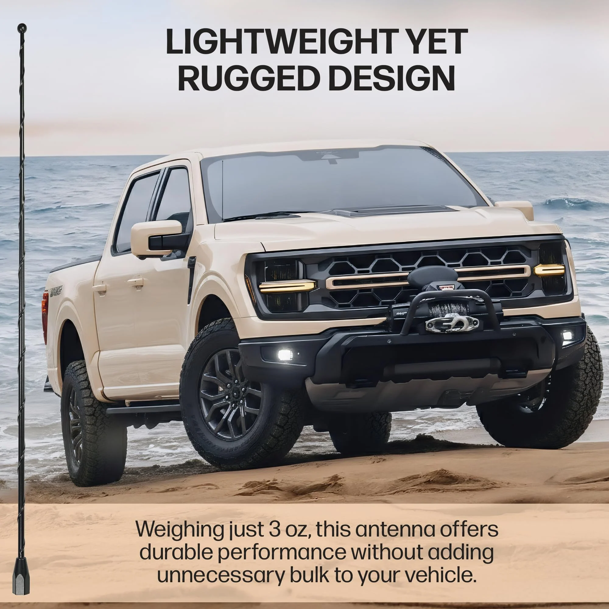 AntennaMastsRus - 15 Inch Black Antenna is Compatible with Ford F-150, F-250, F-350, F-450, F-550, F-600, F-650, Raptor (1950-2026) - Bronco | Dodge Ram 1500, 2500, 3500 - USA Steel Threading - Image 7