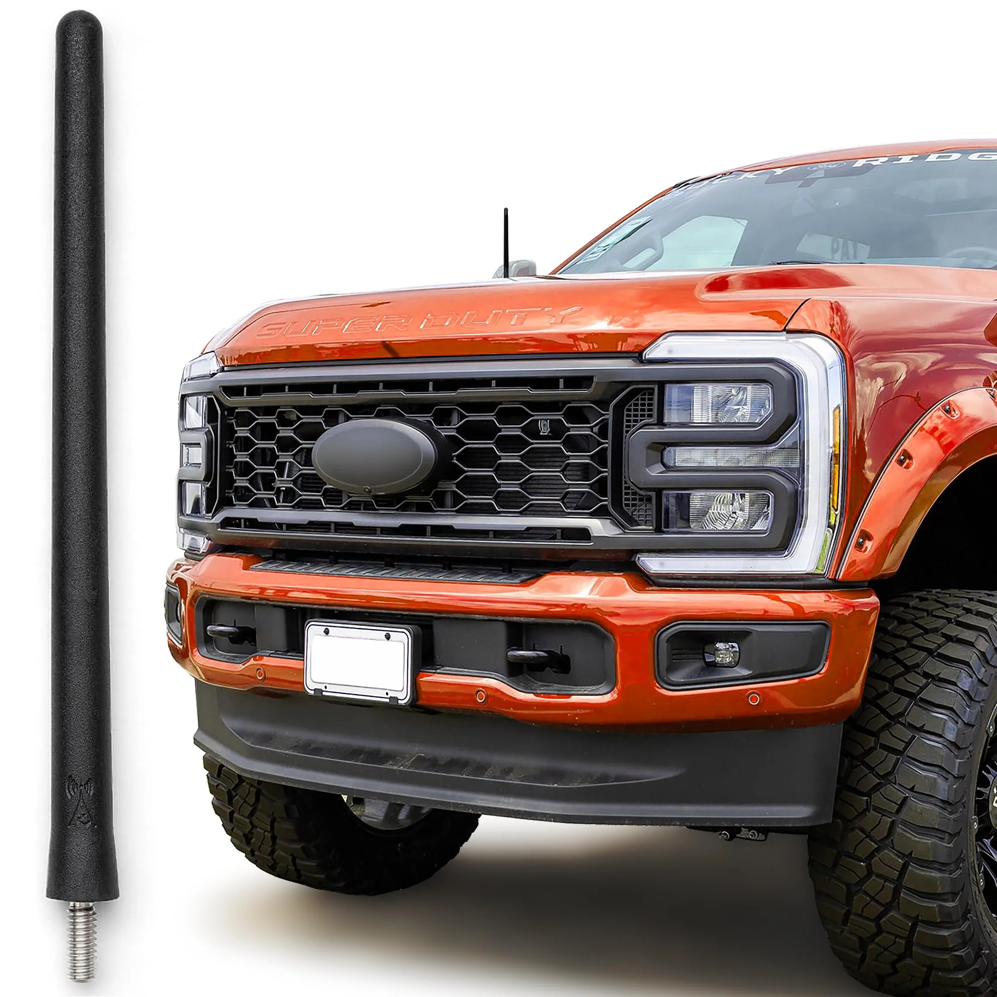 AntennaMastsRus Short Antenna Replacement for Ford F-250 (2017-2026) USA Stainless Steel Threading, Car Wash Proof, Enhanced Reception 6 3/4 Inch Rubber Truck Antenna with Internal Copper Coil
