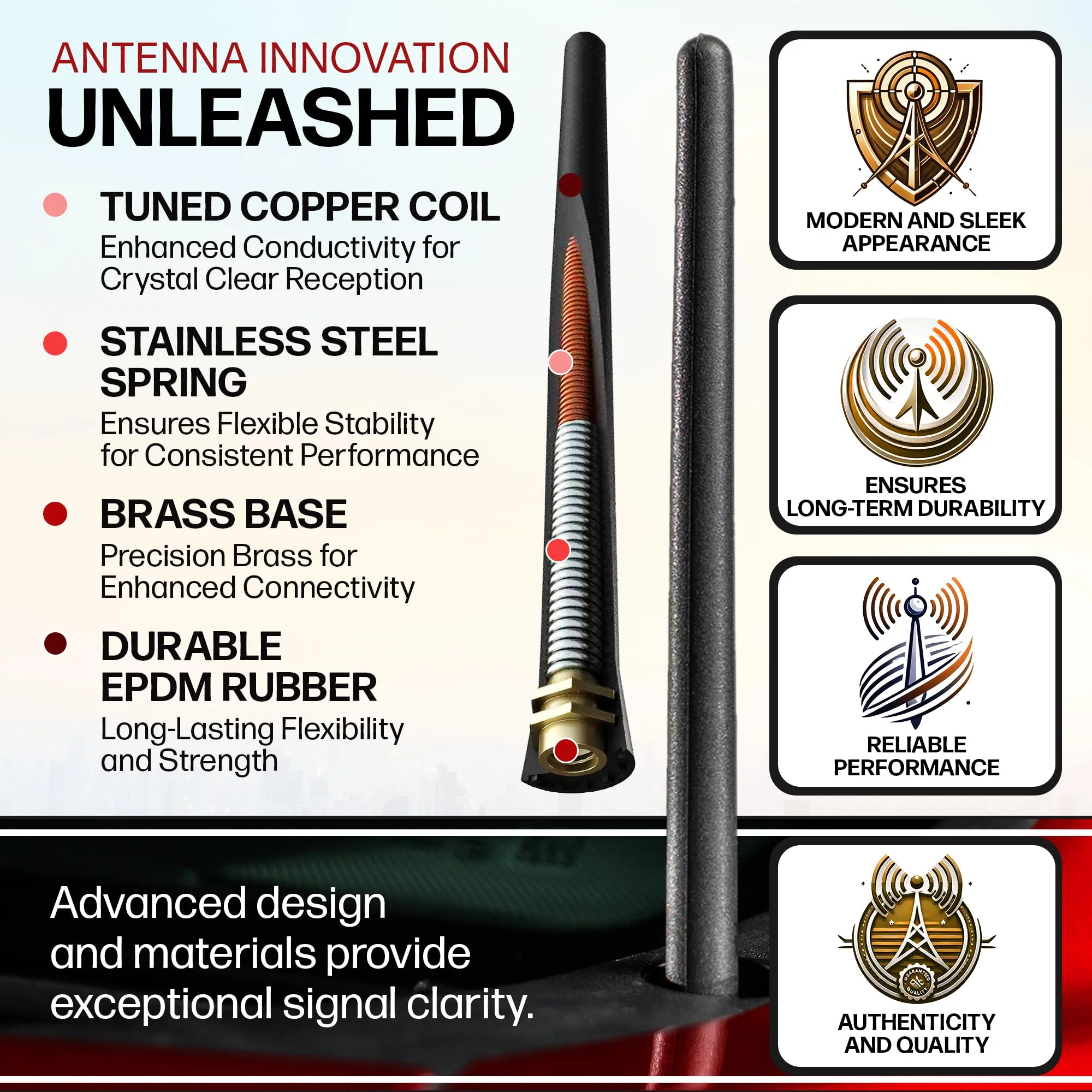 AntennaMastsRus Short Rubber Antenna for GMC Sierra 1500 (2006-2026) - German Engineered with Internal Copper Coil for Enhanced Signal Reception - Car Wash Proof & Easy Install - 6 3/4 Inch - Image 3